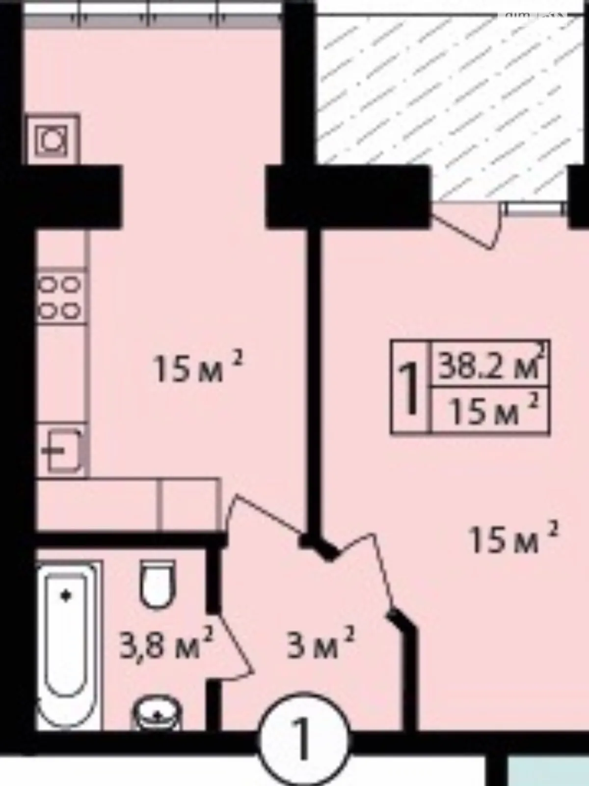 Продается 1-комнатная квартира 38.2 кв. м в Хмельницком - фото 1