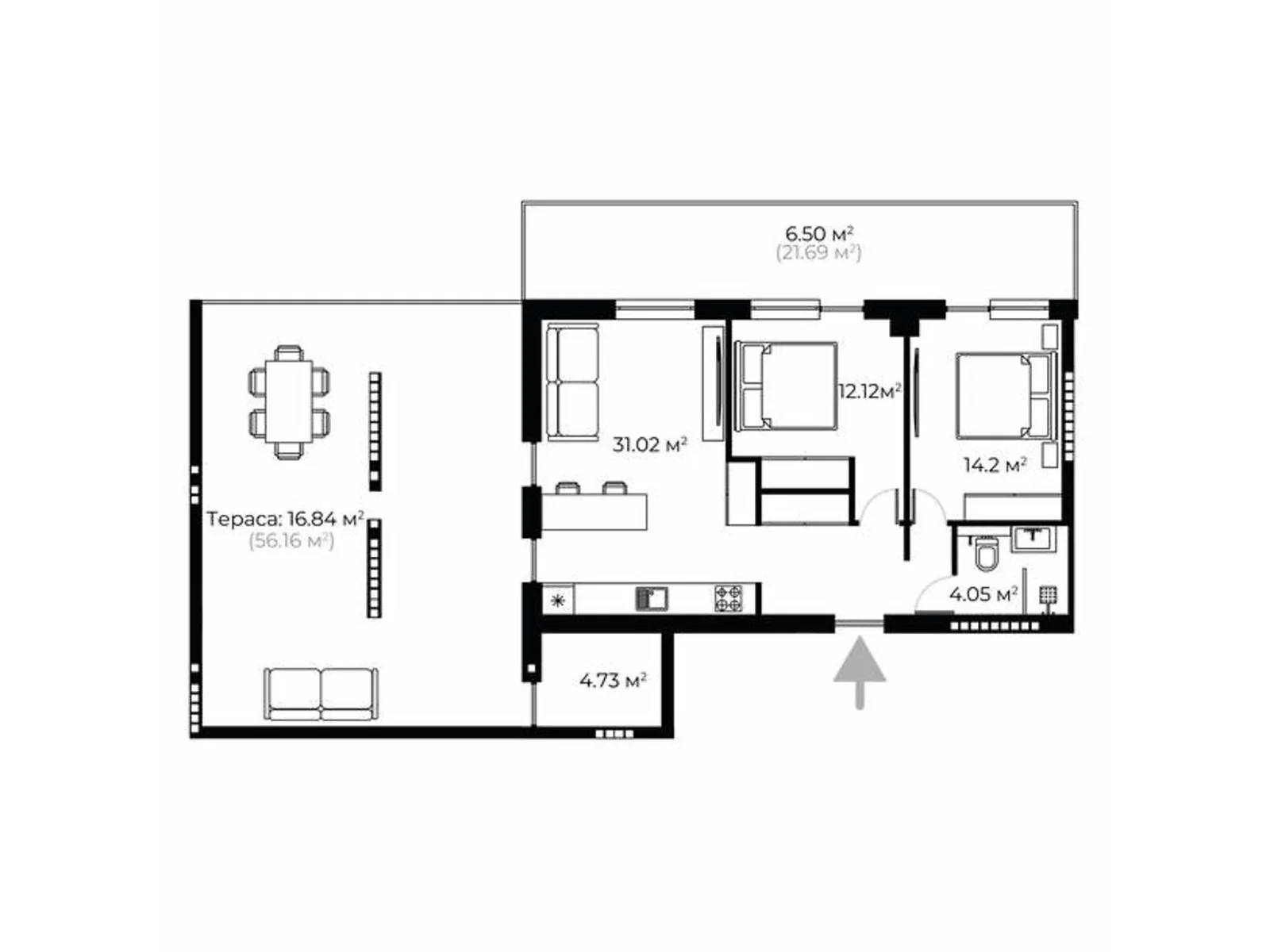 Продается 2-комнатная квартира 84.6 кв. м в Ужгороде, ул. Легоцкого, 80 - фото 1