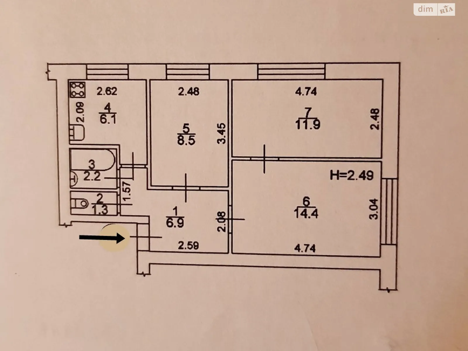 Продається 3-кімнатна квартира 51.3 кв. м у Києві - фото 2