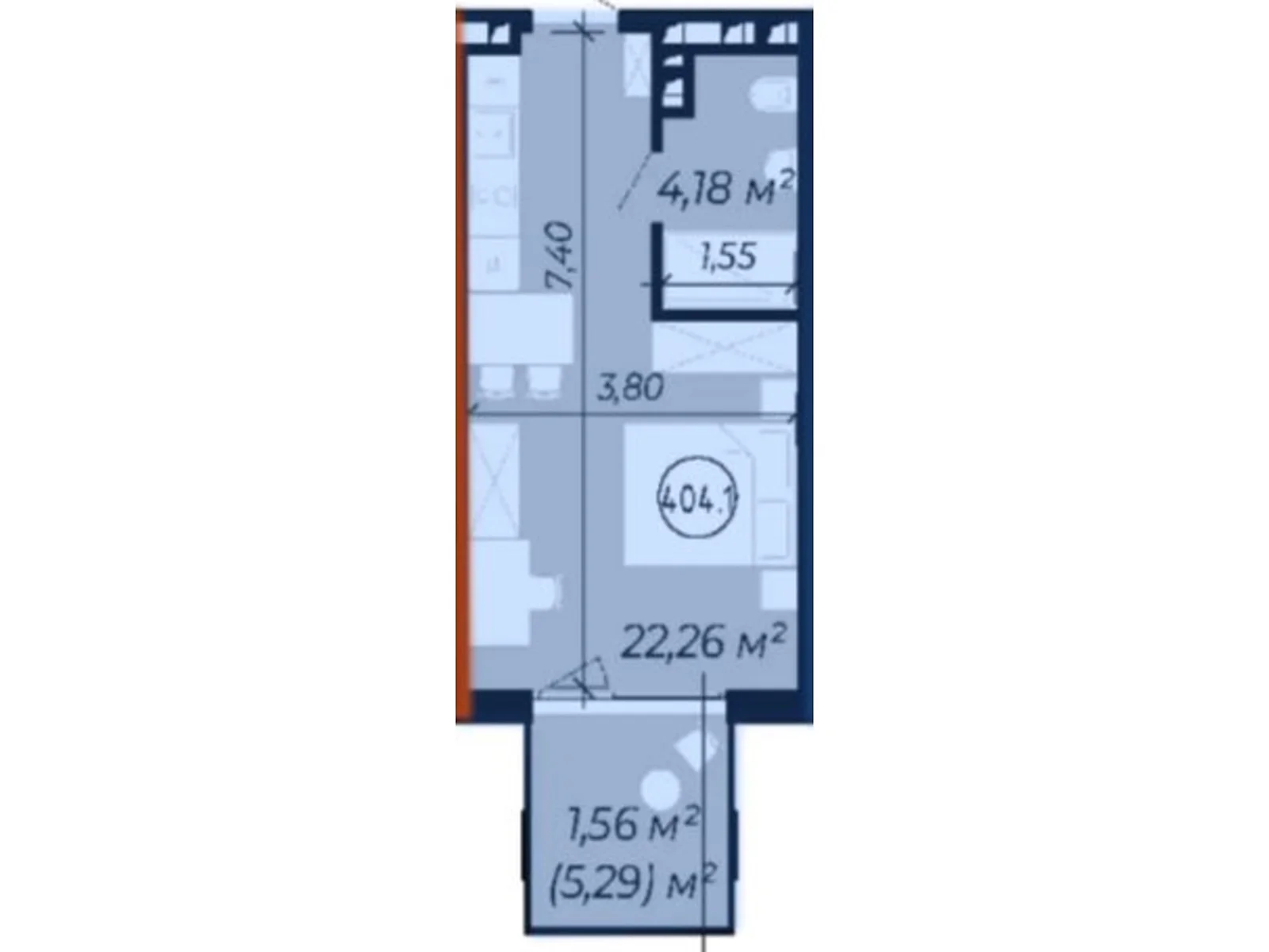 Продается 1-комнатная квартира 27.93 кв. м в Львове, ул. Щирецкая, 33Б - фото 1