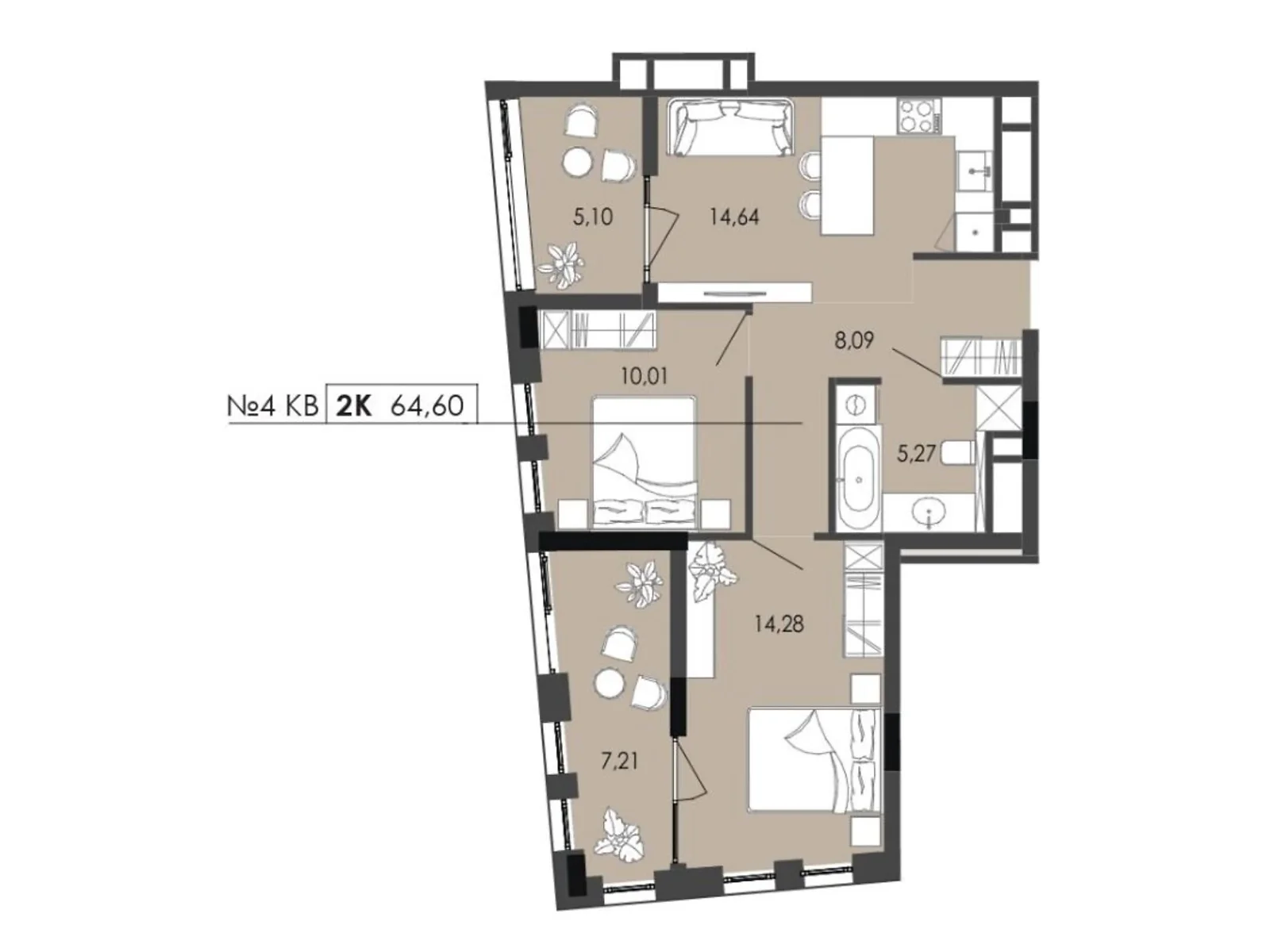 Продается 2-комнатная квартира 64.6 кв. м в Львове, цена: 90440 $ - фото 1