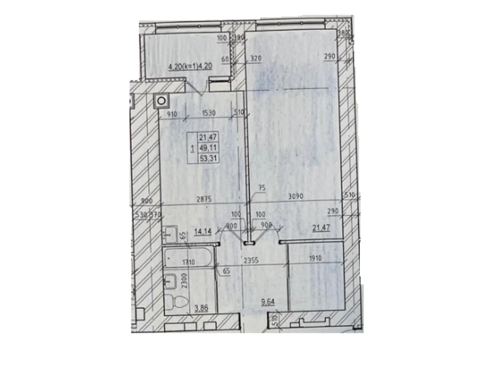 Продается 1-комнатная квартира 53.31 кв. м в Чернигове, цена: 37163 $ - фото 1