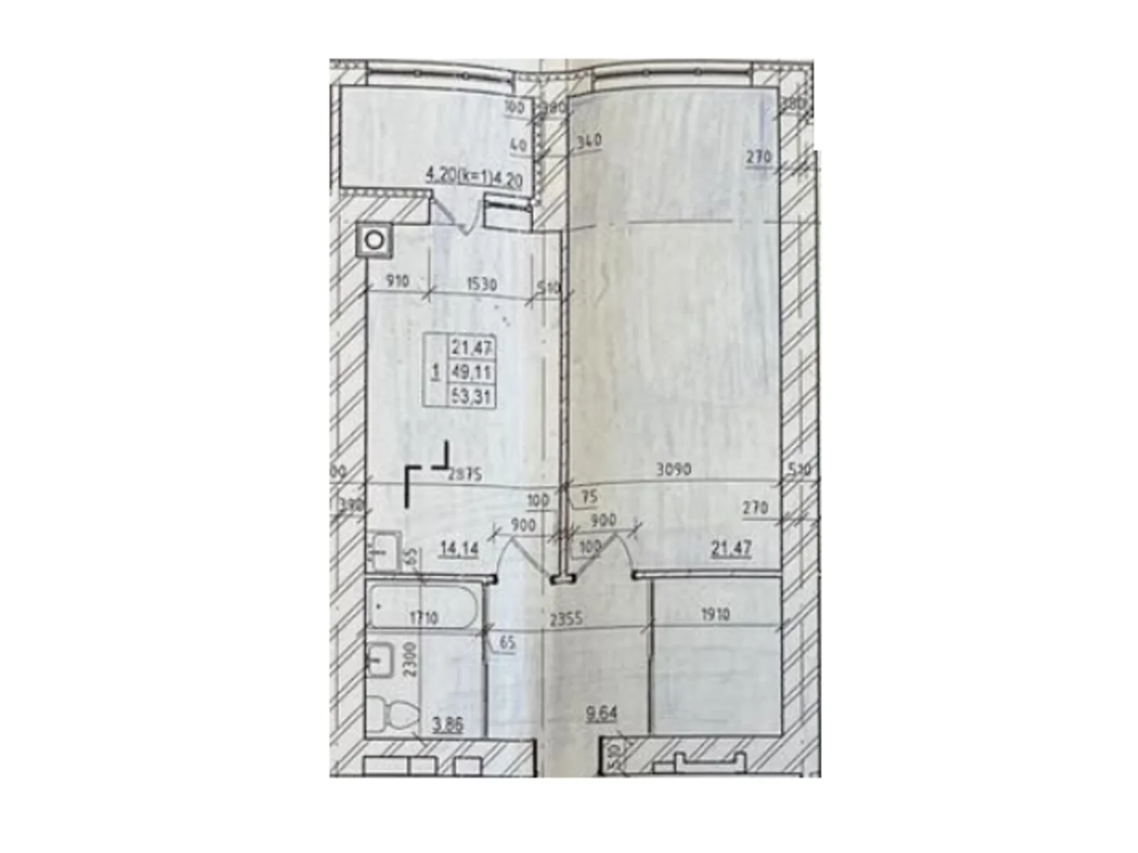 Продается 1-комнатная квартира 53.31 кв. м в Чернигове, цена: 37941 $ - фото 1