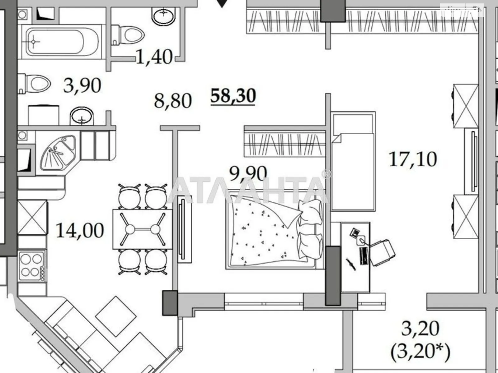 Продається 2-кімнатна квартира 58.3 кв. м у Одесі, вул. Академіка Вільямса - фото 1