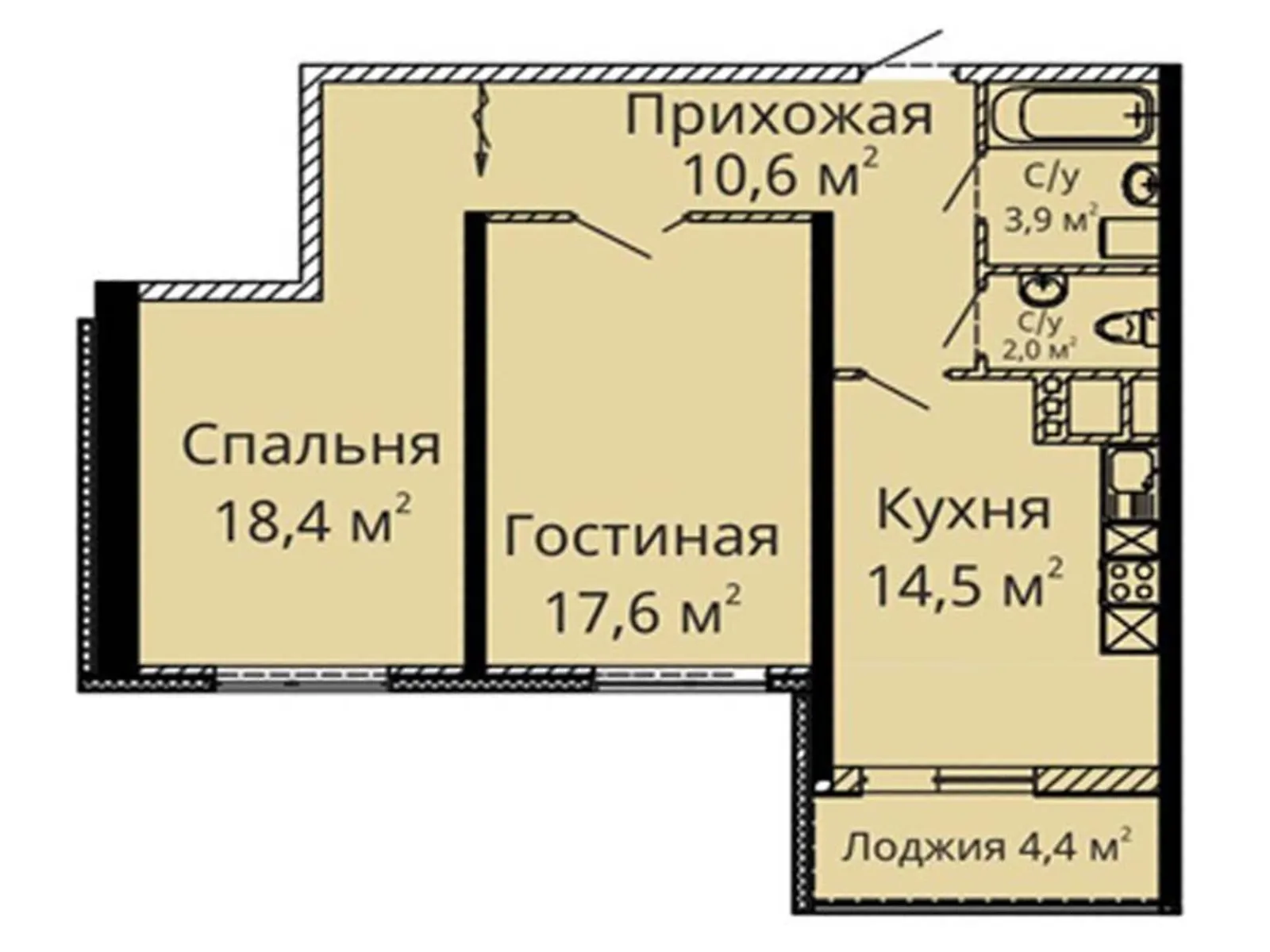 Продается 2-комнатная квартира 70.5 кв. м в Одессе - фото 2