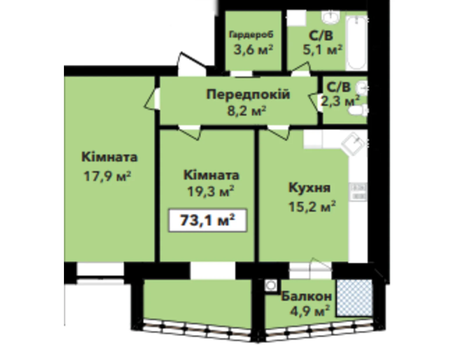 Продається 2-кімнатна квартира 46.04 кв. м у Хмельницькому, вул. Довженка, 4А - фото 1