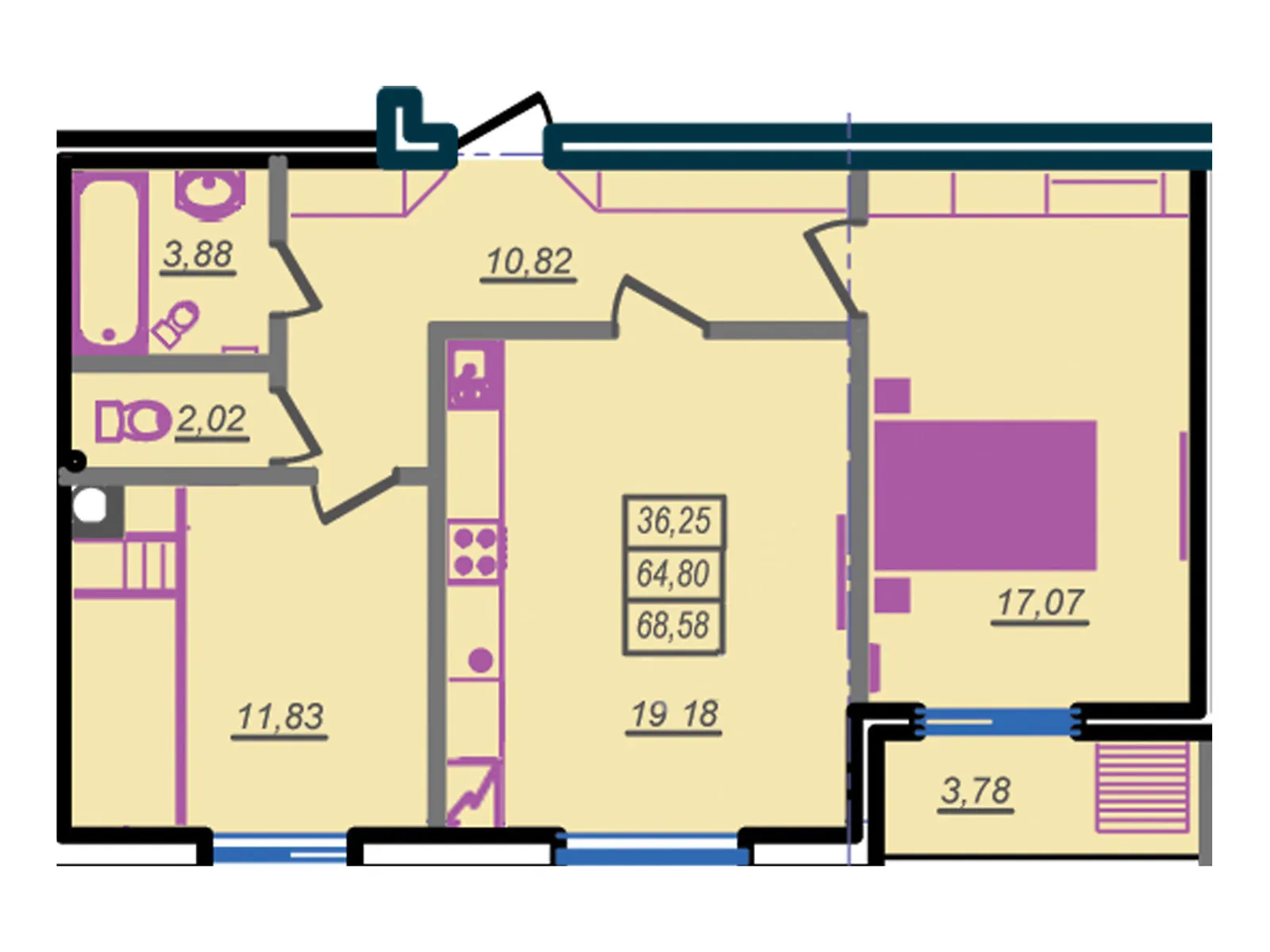 Продается 2-комнатная квартира 70 кв. м в Одессе, мас. Радужный, 9Б - фото 1