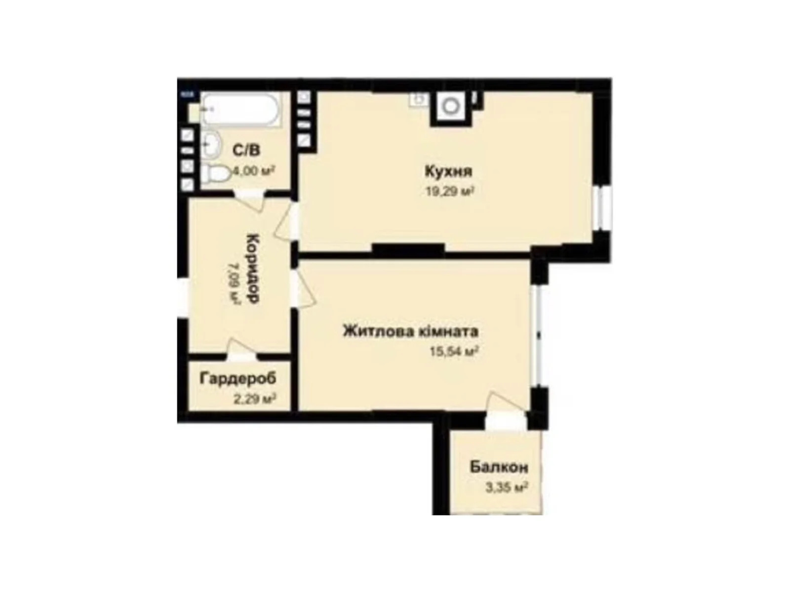 Продается 1-комнатная квартира 51.56 кв. м в Львове, ул. Под Голоском - фото 1