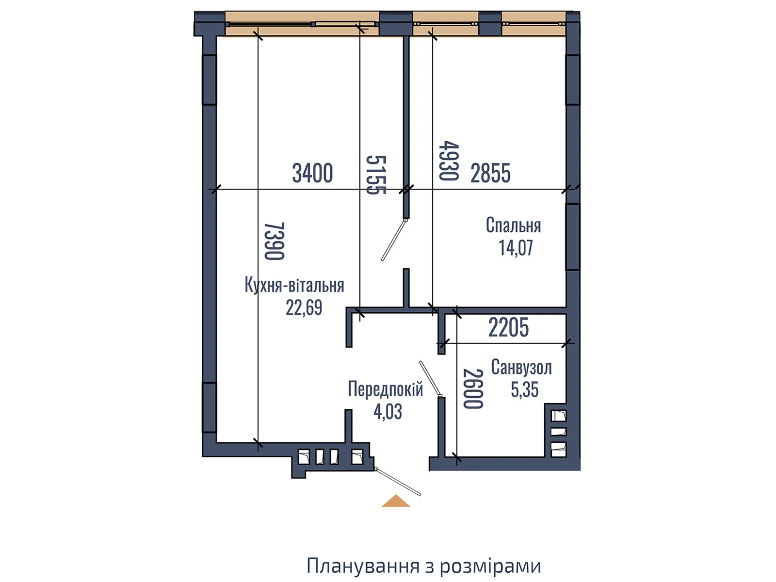 Продається 1-кімнатна квартира 46.14 кв. м у Львові, вул. Володимира Навроцького, 69 - фото 1