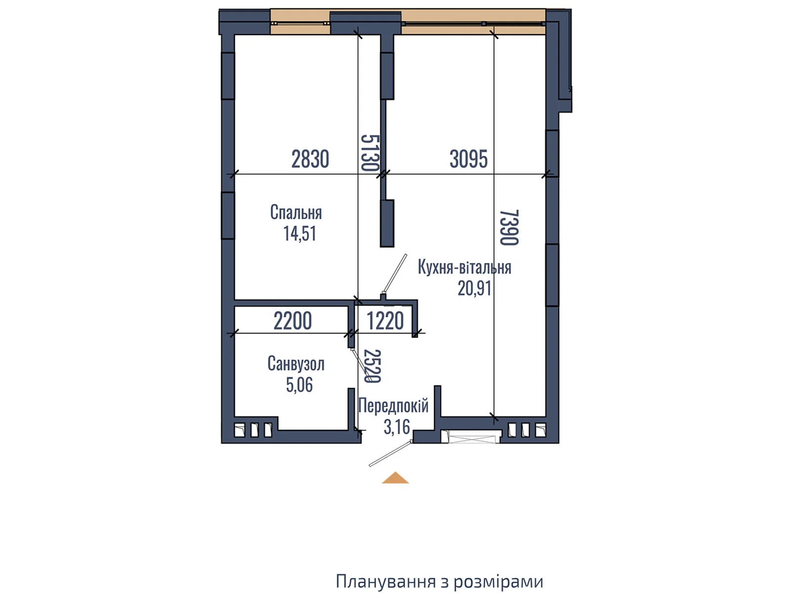 Продається 1-кімнатна квартира 43.64 кв. м у Львові, вул. Володимира Навроцького, 69 - фото 1