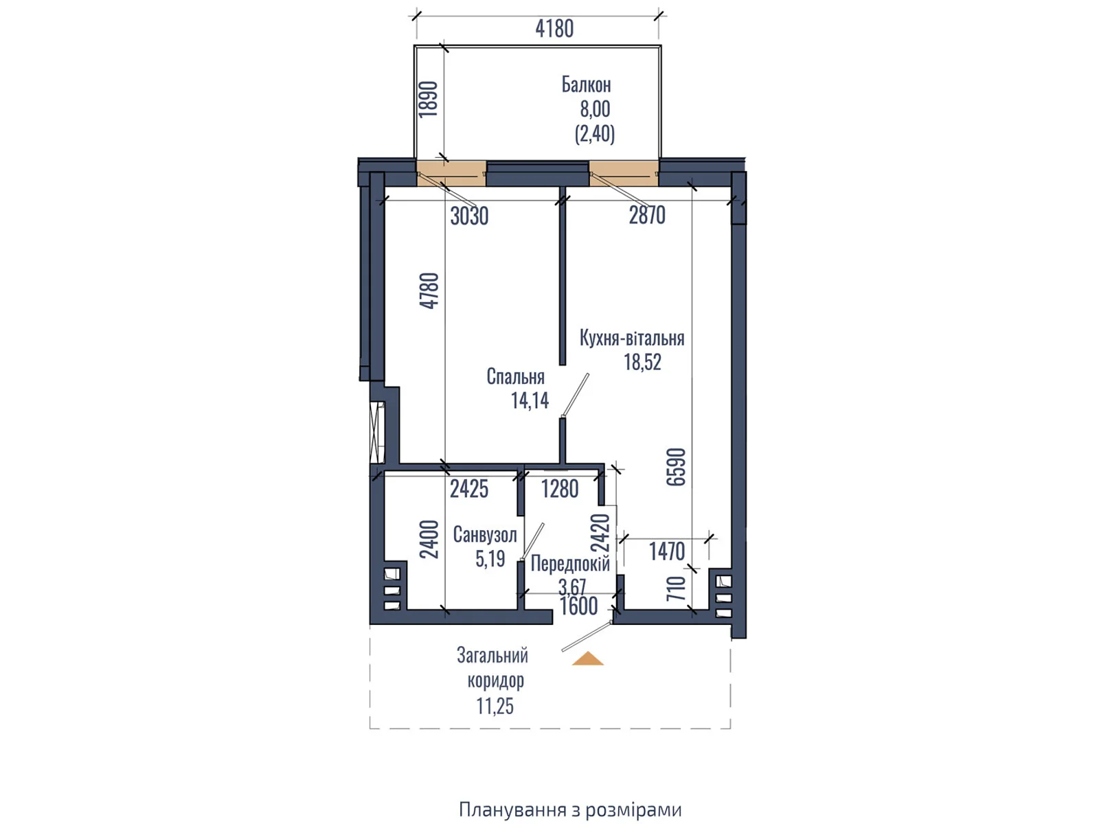 Продается 1-комнатная квартира 43.92 кв. м в Львове, ул. Владимира Навроцкого, 69 - фото 1