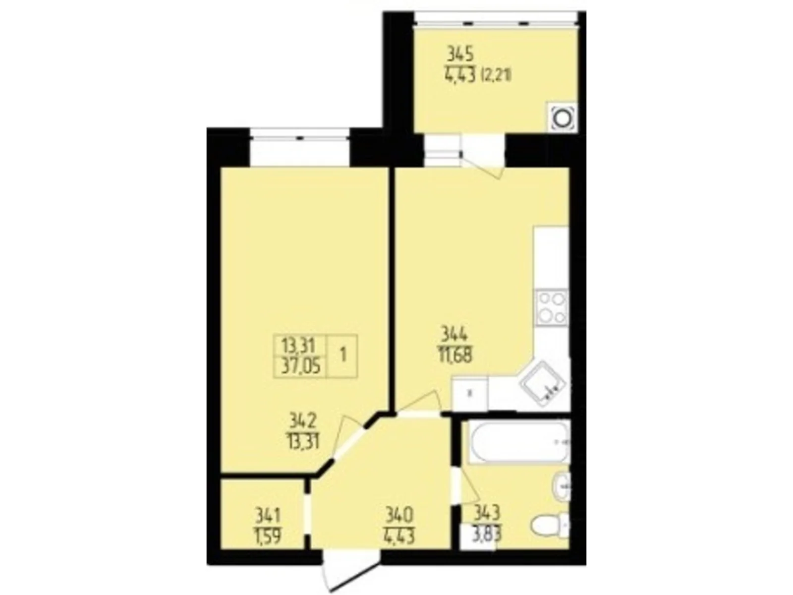 Продается 1-комнатная квартира 37.05 кв. м в Хмельницком, пер. Франко Ивана, 8 - фото 1
