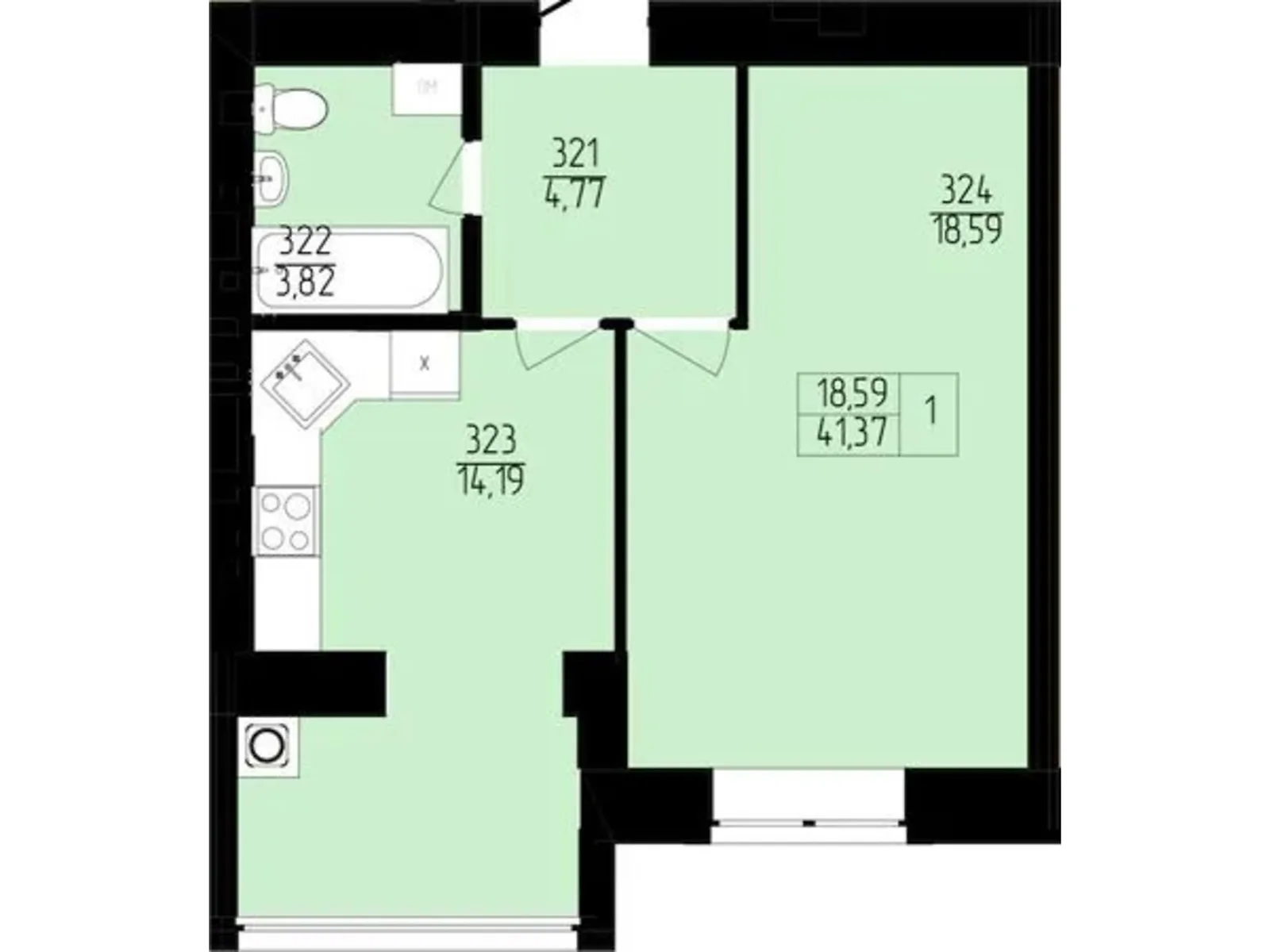 Продается 1-комнатная квартира 41.37 кв. м в Хмельницком, пер. Франко Ивана, 8 - фото 1