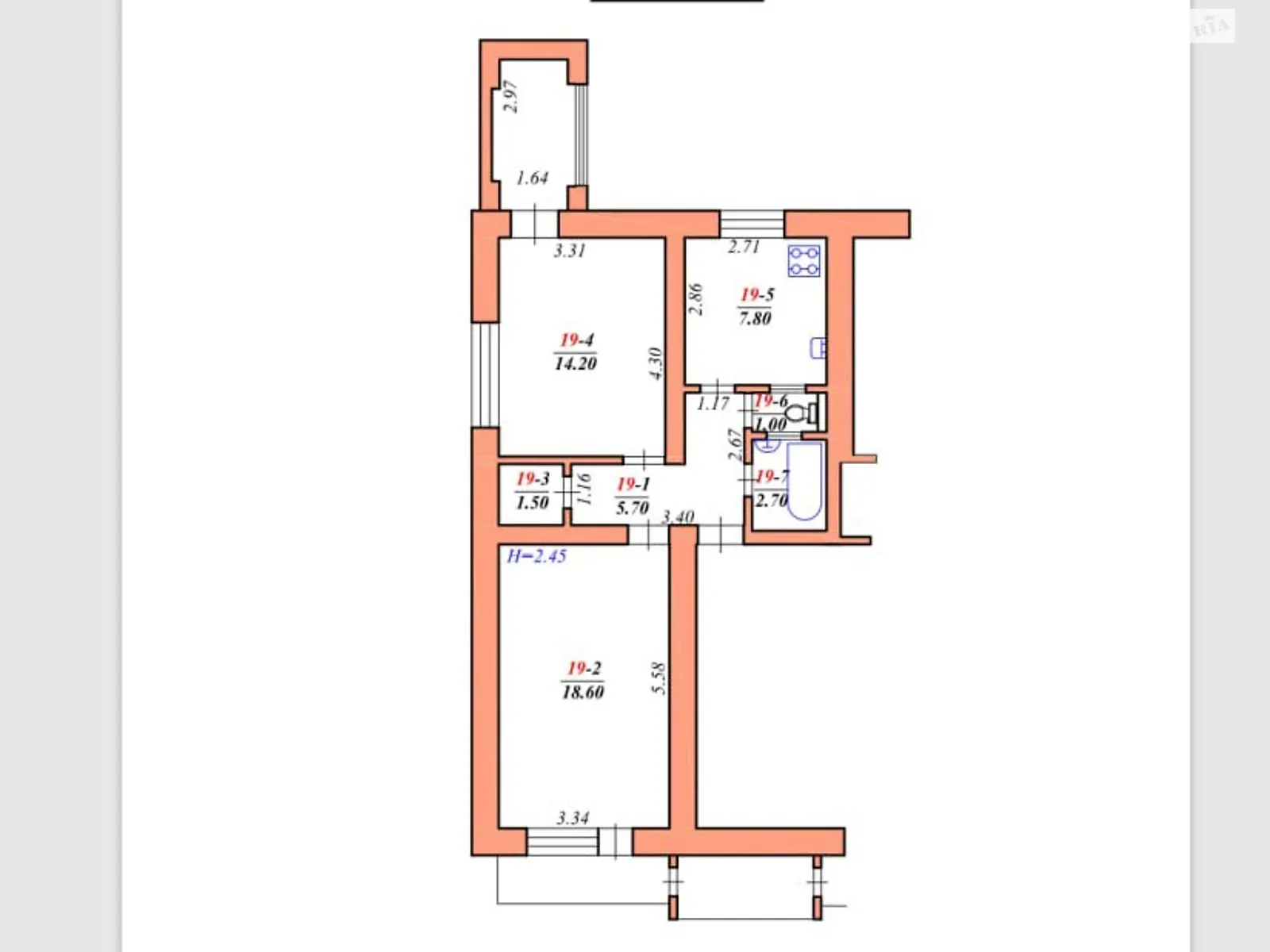 Продается 2-комнатная квартира 57.1 кв. м в Черновцах, ул. Южно-Окружная - фото 1