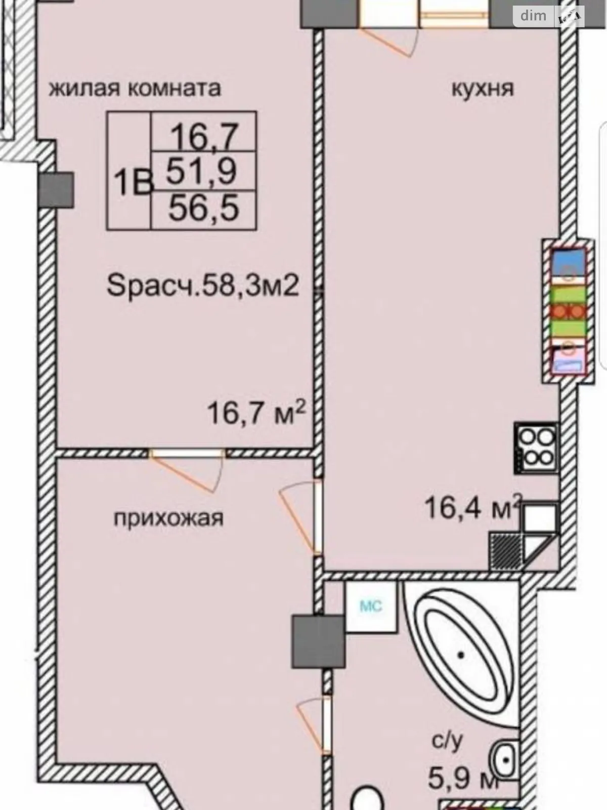 Продається 1-кімнатна квартира 58.3 кв. м у Одесі - фото 4