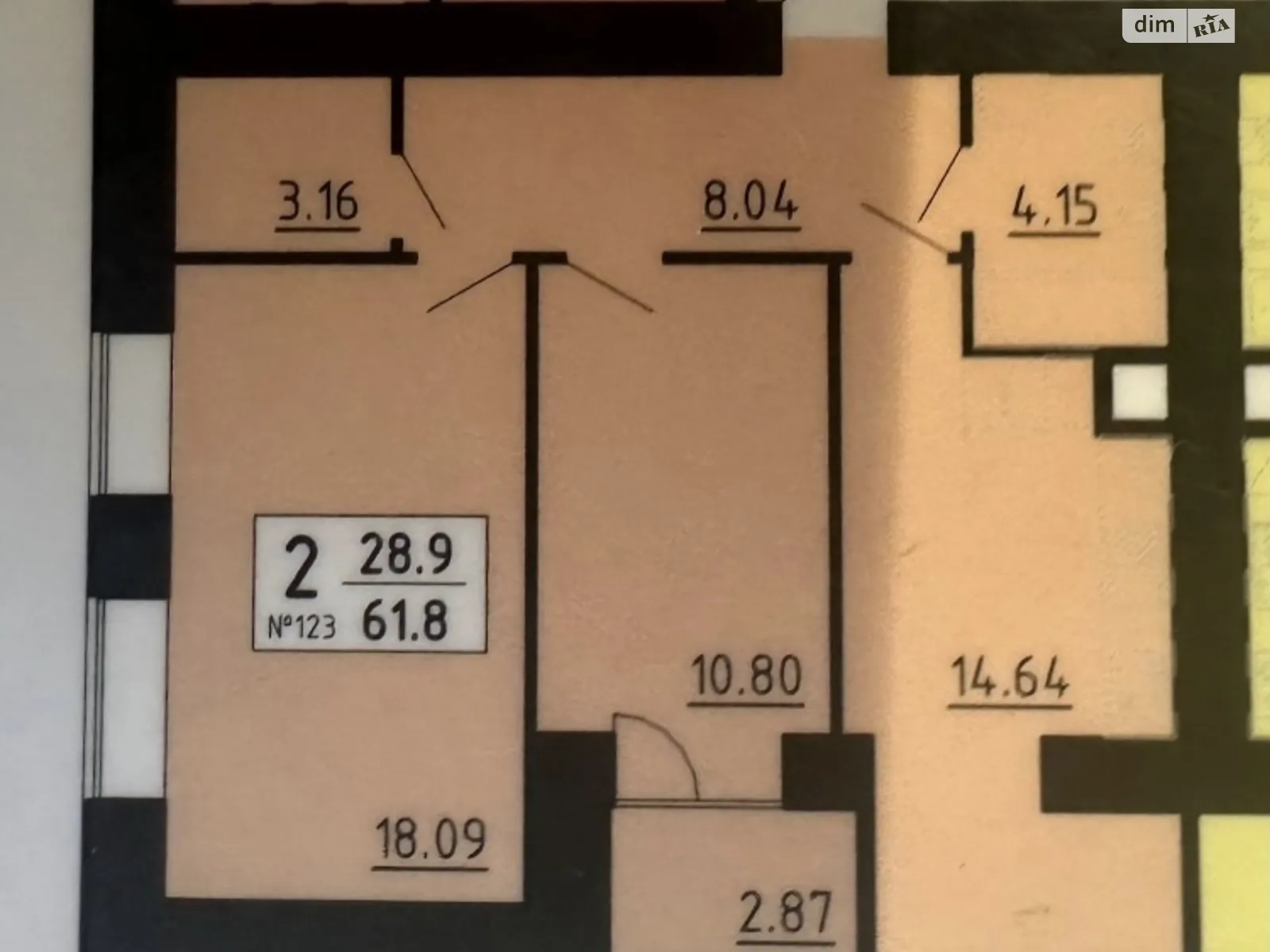 2-комнатная квартира 61.8 кв. м в Тернополе, ул. Академика Сергея Королева - фото 1