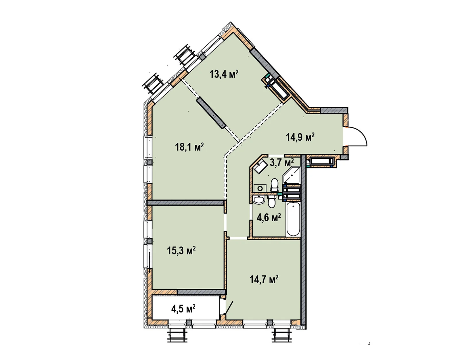 Продається 3-кімнатна квартира 89 кв. м у Броварах, пров. Івана Сокура, 1 - фото 1