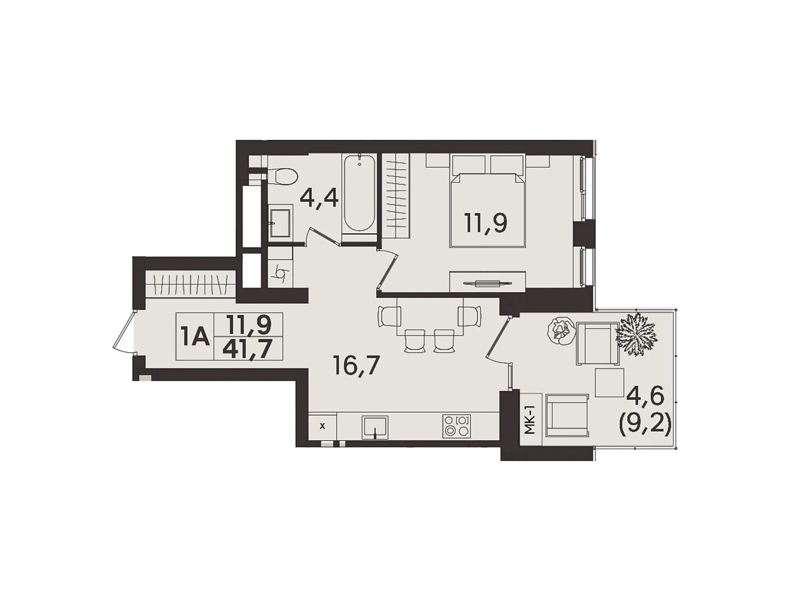 Продається 1-кімнатна квартира 41.7 кв. м у Вінниці, вул. Келецька - фото 1