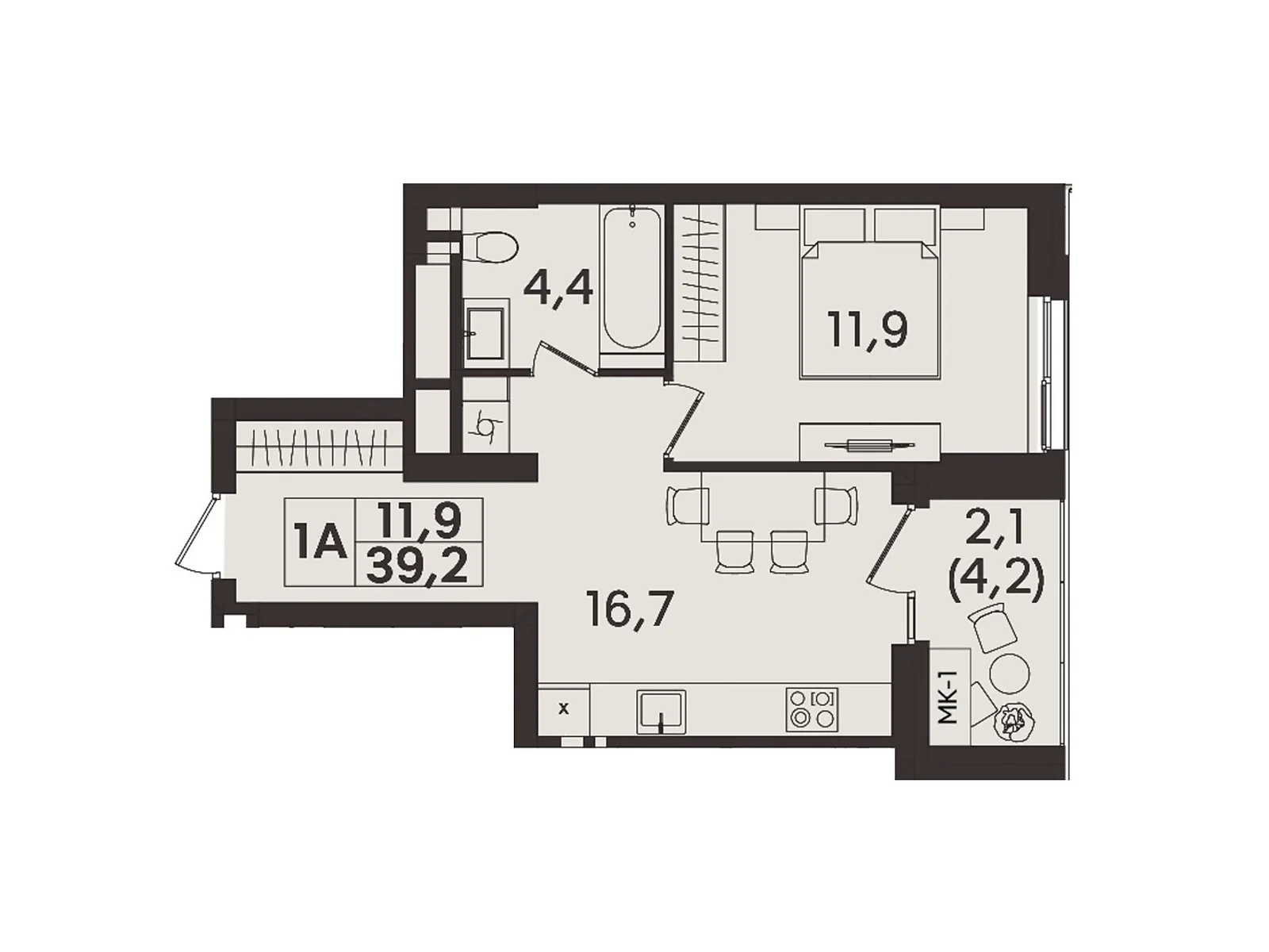 Продается 1-комнатная квартира 39.2 кв. м в Виннице, ул. Келецкая - фото 1