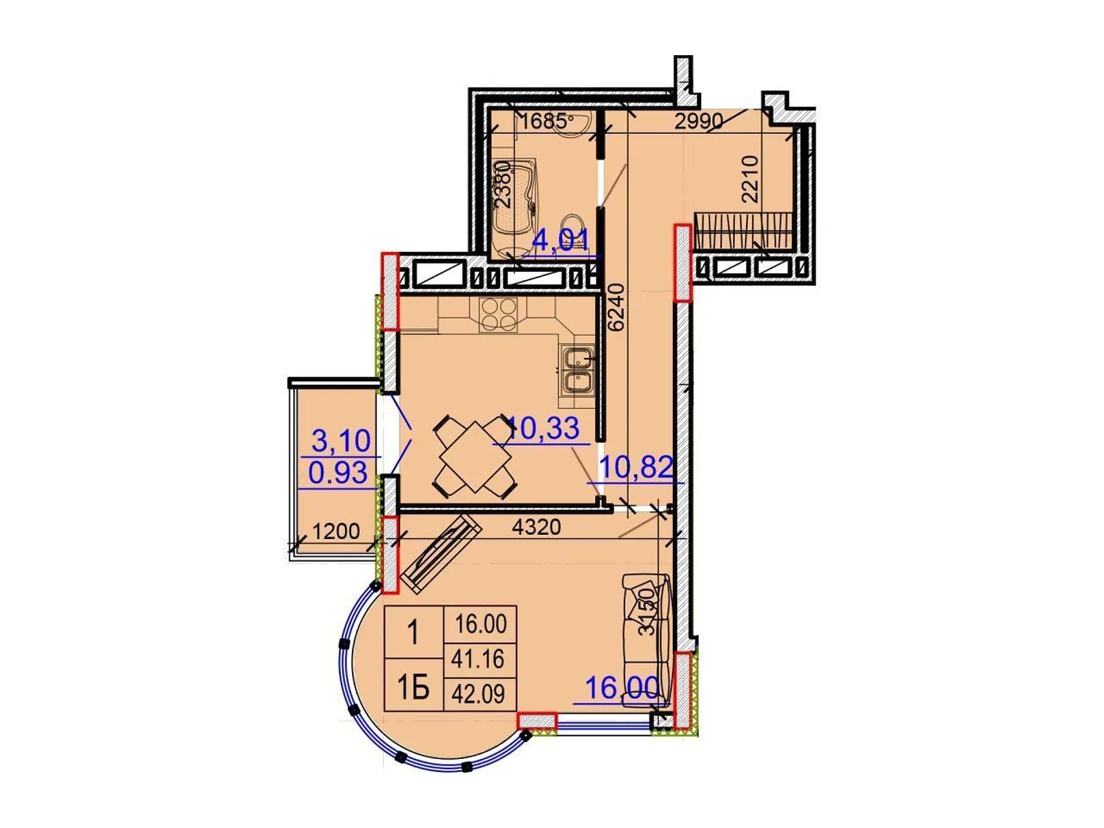 Продається 1-кімнатна квартира 42 кв. м у Хмельницькому, вул. Подільська, 115 - фото 1