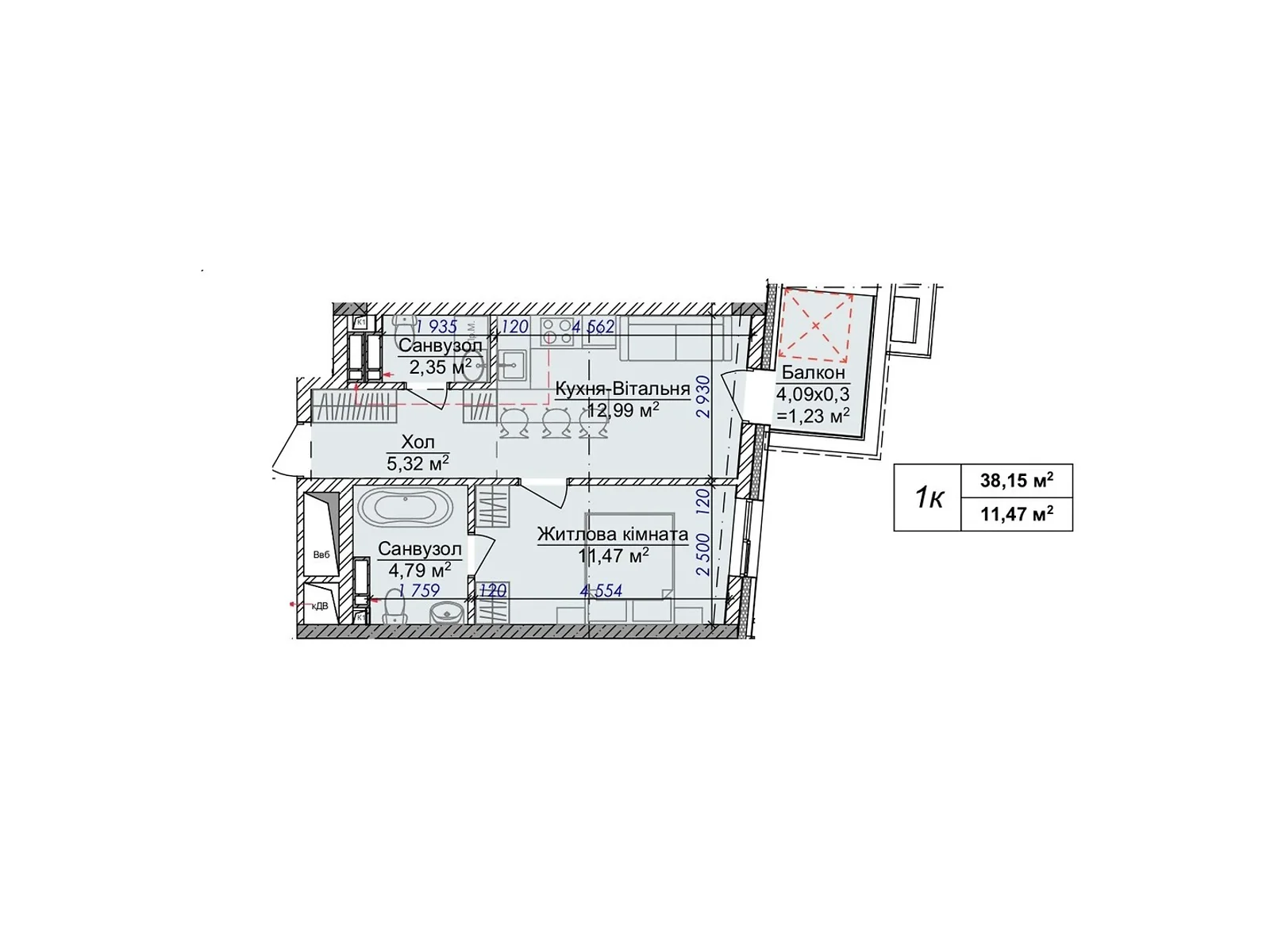 Продается 1-комнатная квартира 38.15 кв. м в Ужгороде, ул. Грушевского, 4А - фото 1