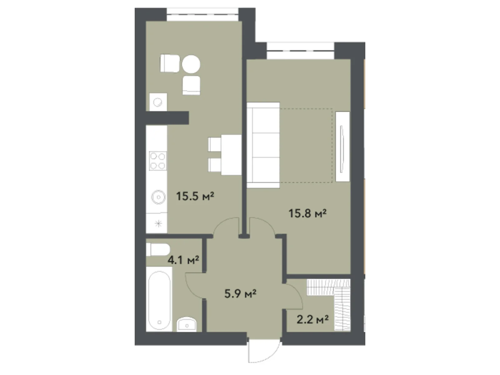 Продается 1-комнатная квартира 43.5 кв. м в Софиевской Борщаговке, ул. Свободы, 1С - фото 1