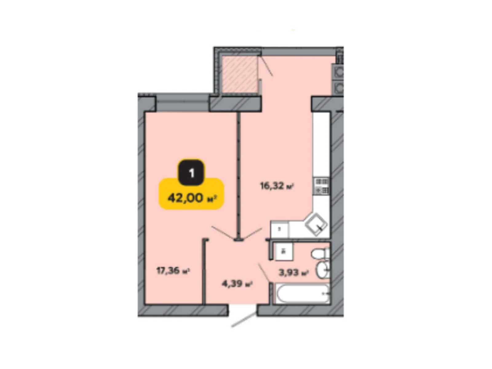 Продается 1-комнатная квартира 42 кв. м в Хмельницком, ул. Институтская, 6/1А - фото 1