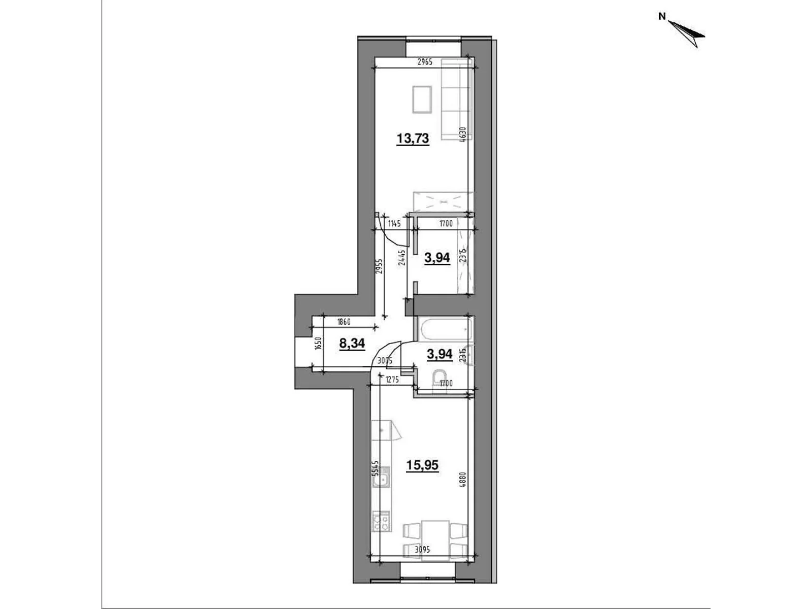Продается 1-комнатная квартира 45.9 кв. м в Львове, ул. Железнодорожная, 7 - фото 1