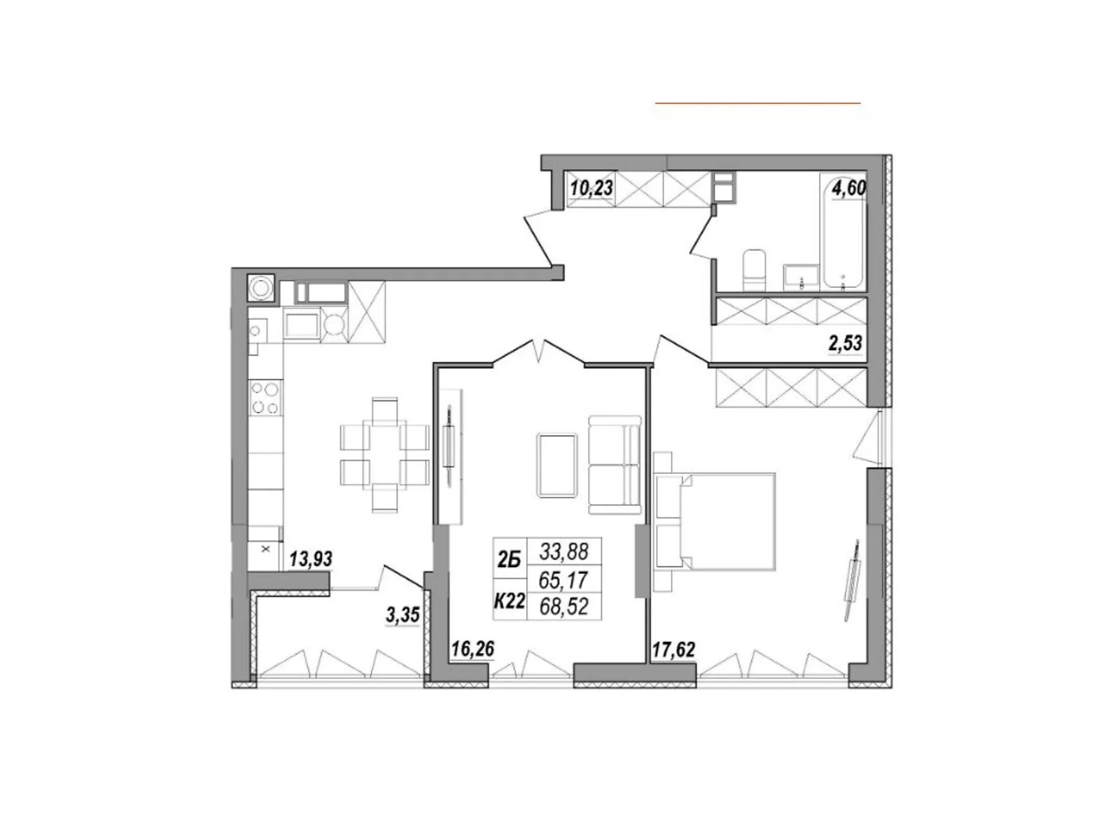2-комнатная квартира 69.2 кв. м в Тернополе, ул. Будного Степана, 26Б - фото 1