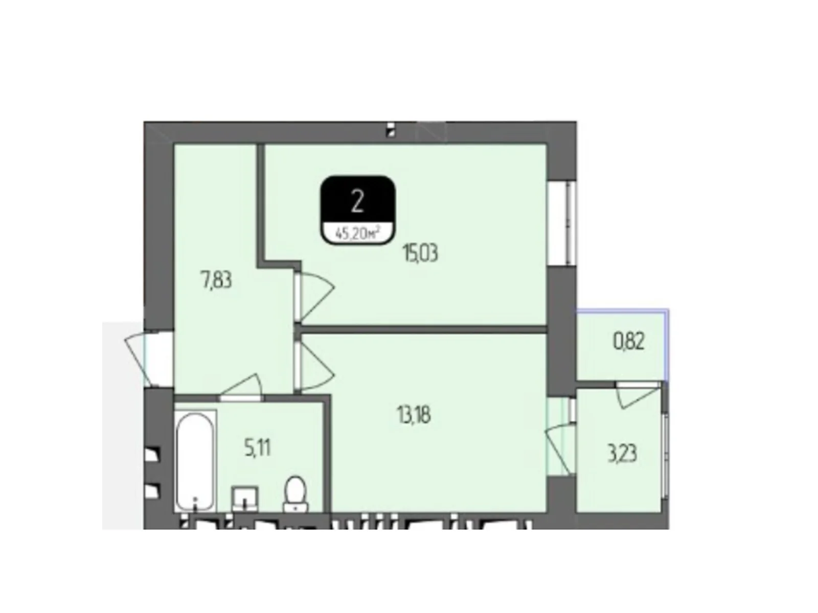 Продается 1-комнатная квартира 45.2 кв. м в Хмельницком, цена: 28189 $ - фото 1
