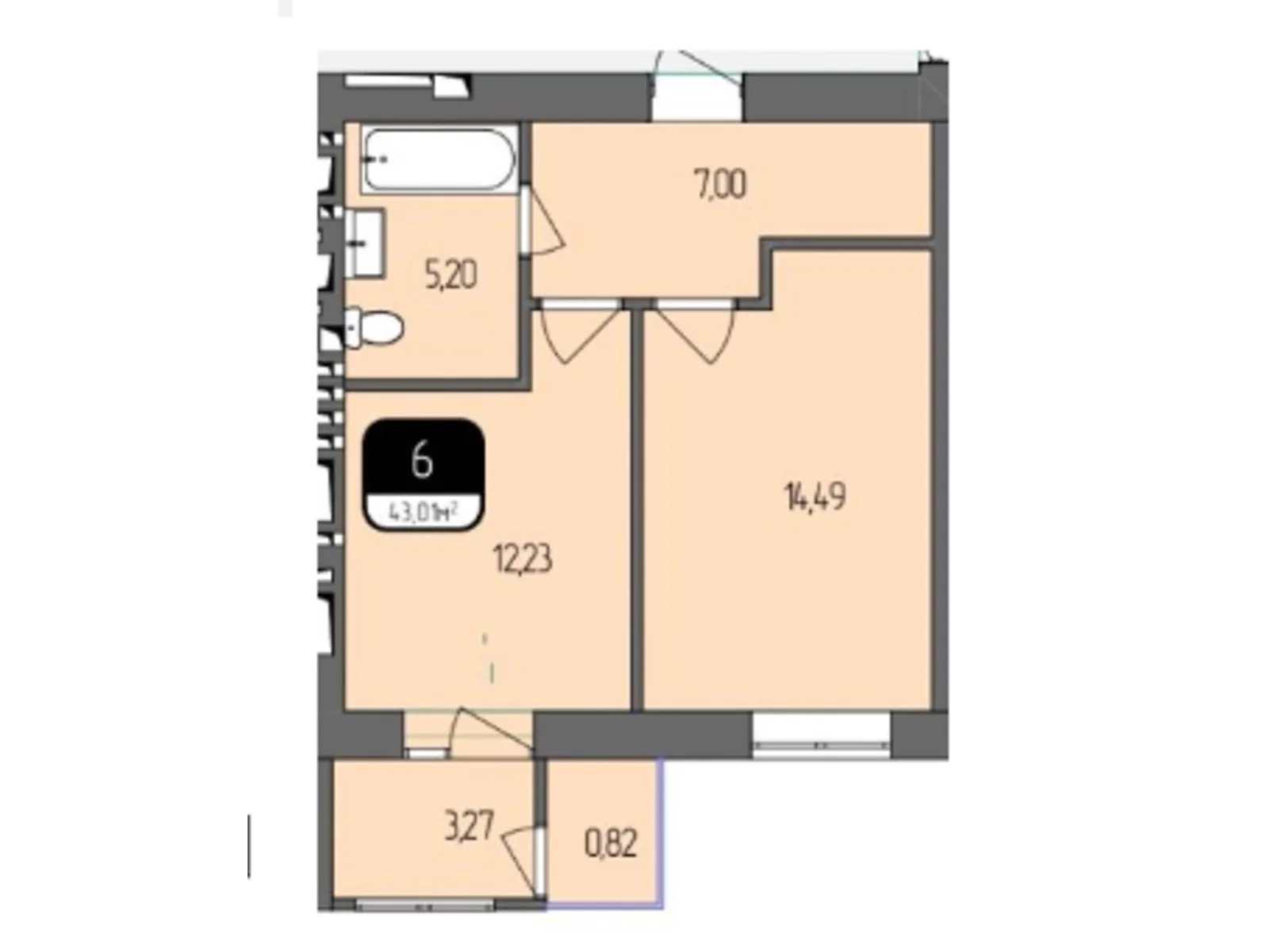 Продается 1-комнатная квартира 43.01 кв. м в Хмельницком, цена: 27855 $ - фото 1