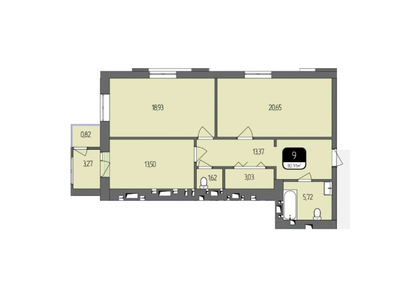 Продается 2-комнатная квартира 80.91 кв. м в Хмельницком, цена: 50460 $ - фото 1