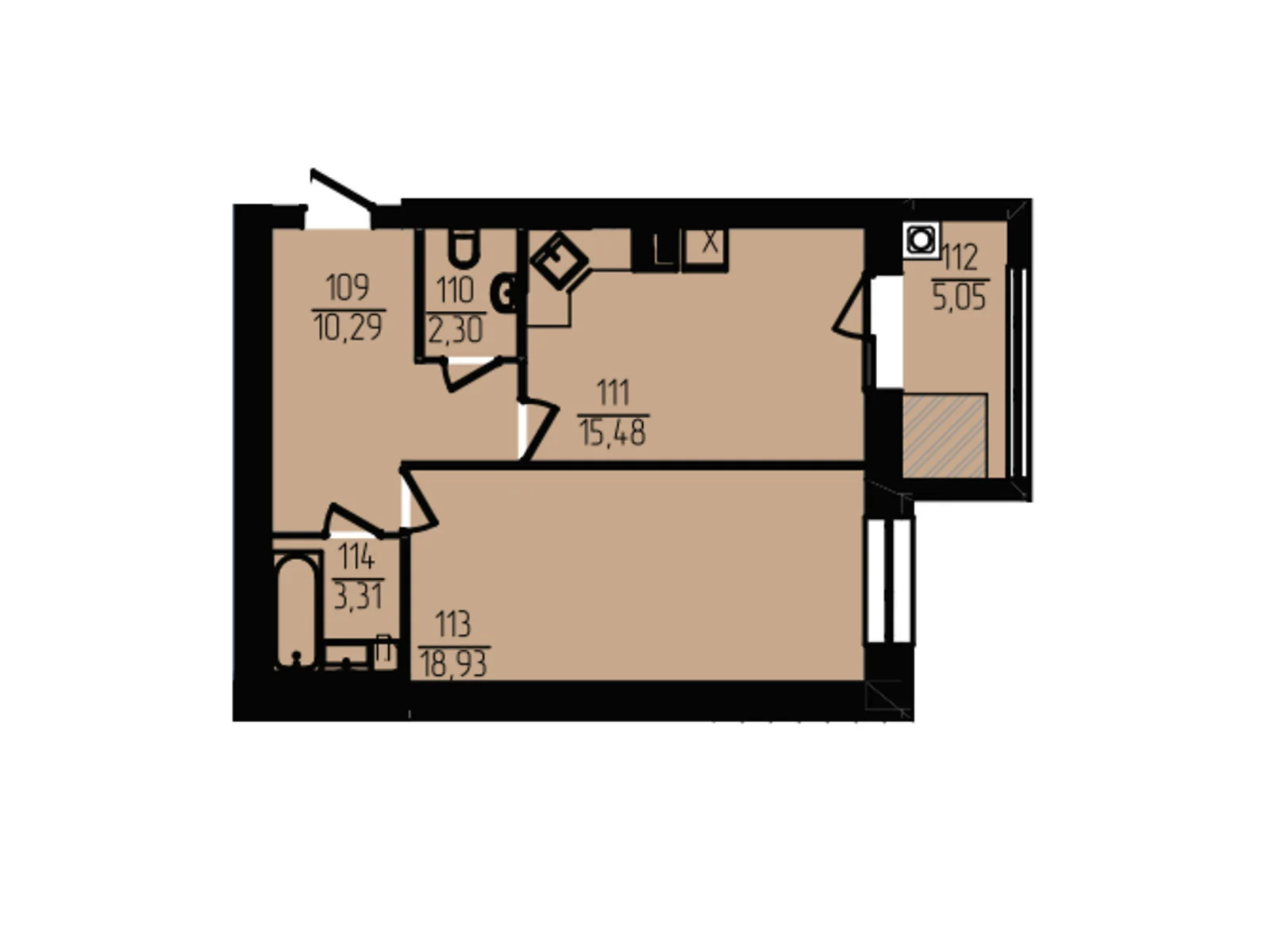 Продается 1-комнатная квартира 55.36 кв. м в Хмельницком, ул. Озерная, 20/4Б - фото 1