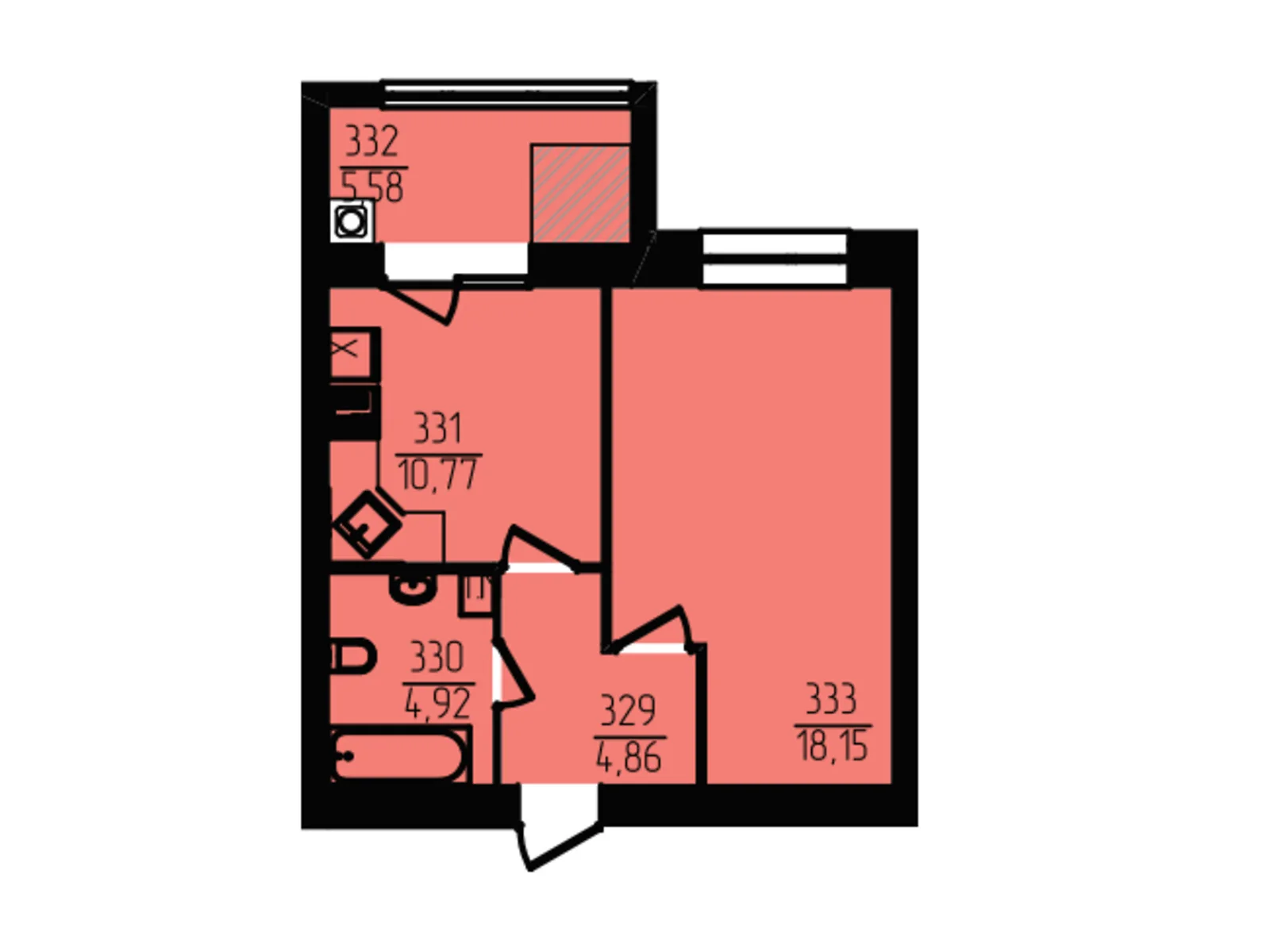Продается 1-комнатная квартира 44.28 кв. м в Хмельницком, ул. Озерная, 20/4Б - фото 1