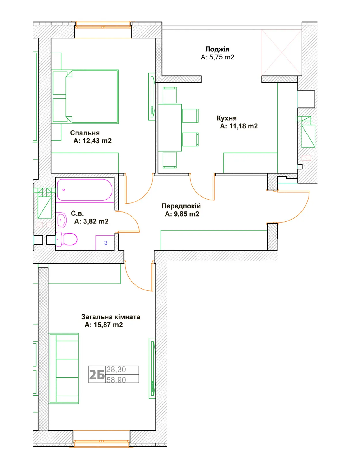 Продается 2-комнатная квартира 58.9 кв. м в Ирпене - фото 4