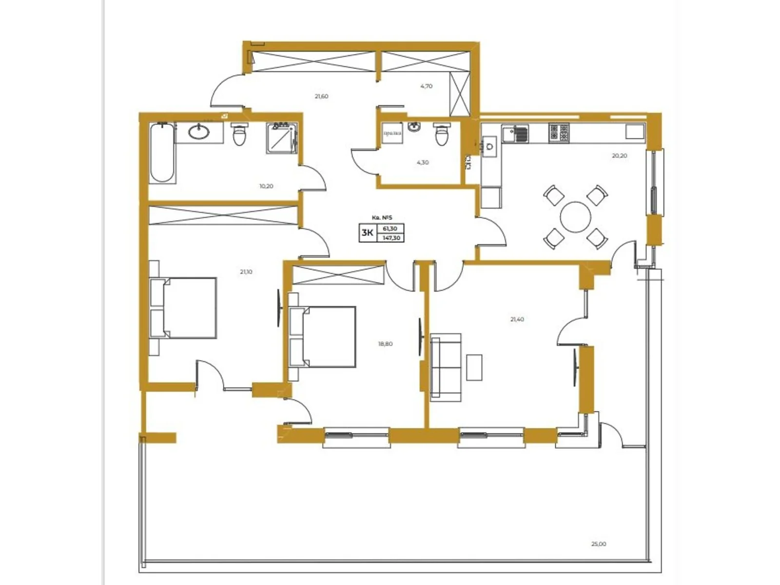 Продается 3-комнатная квартира 147.3 кв. м в Львове, ул. Гординских, 15А - фото 1