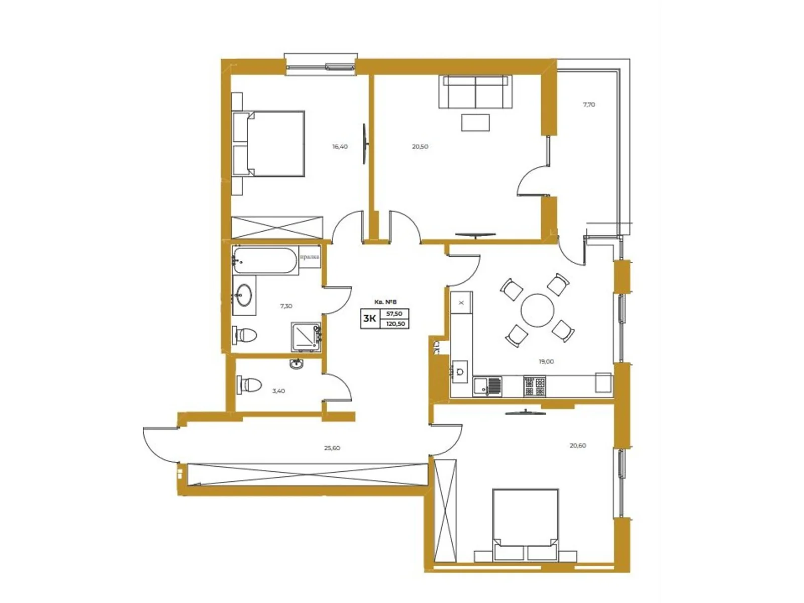 Продается 3-комнатная квартира 120.5 кв. м в Львове, ул. Гординских, 15А - фото 1