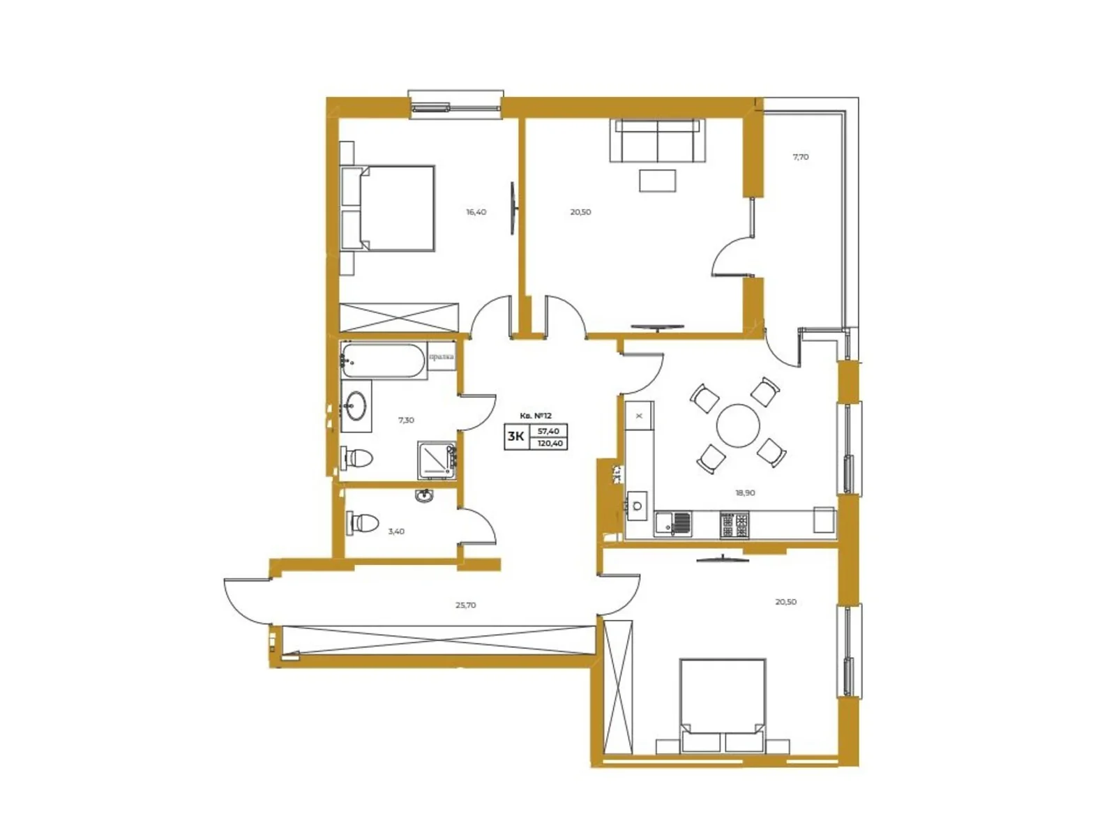 Продается 3-комнатная квартира 120.4 кв. м в Львове, ул. Гординских, 15А - фото 1