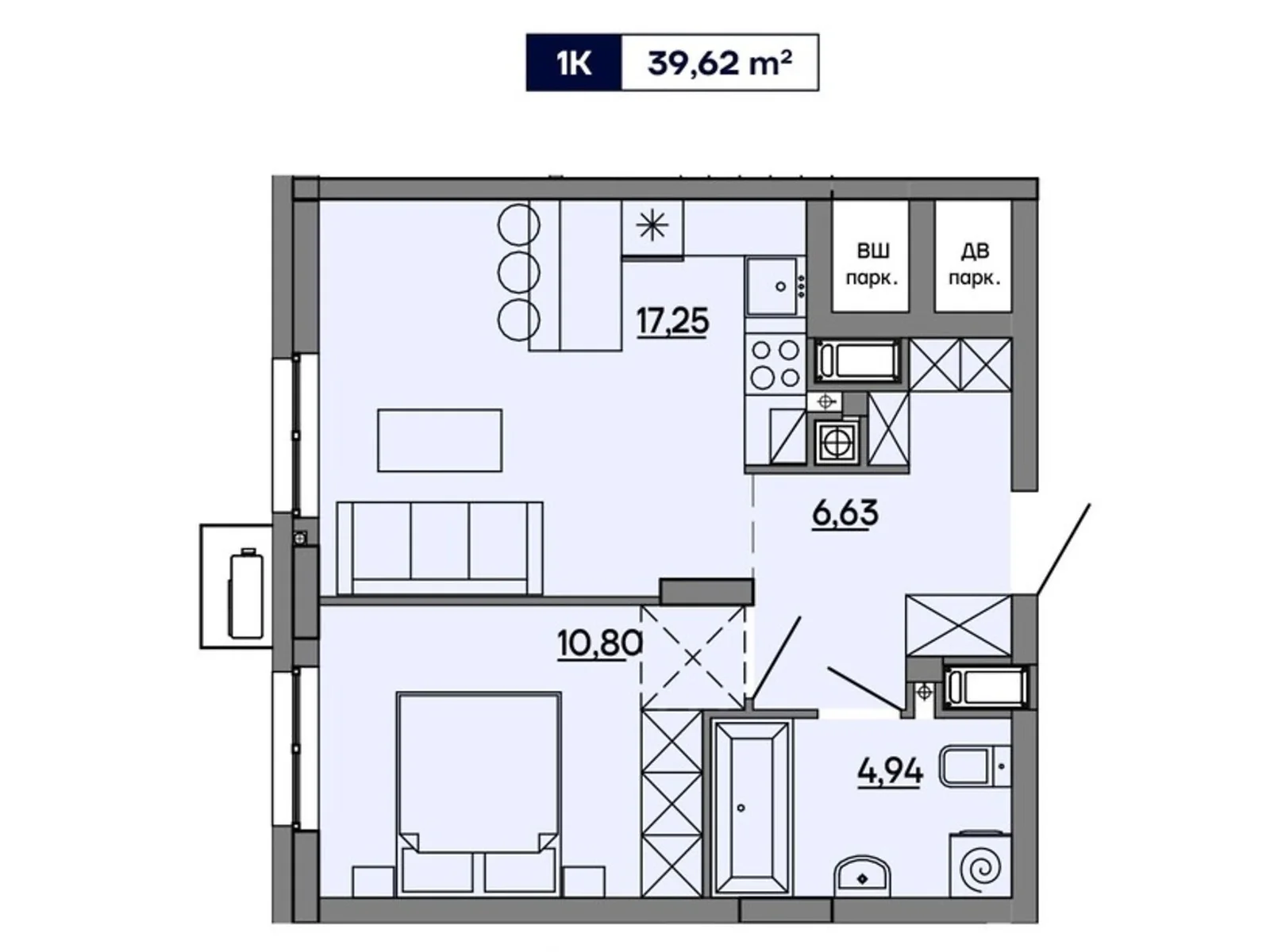 Продается 1-комнатная квартира 39.62 кв. м в Львове, ул. Миколайчука, 17 - фото 1