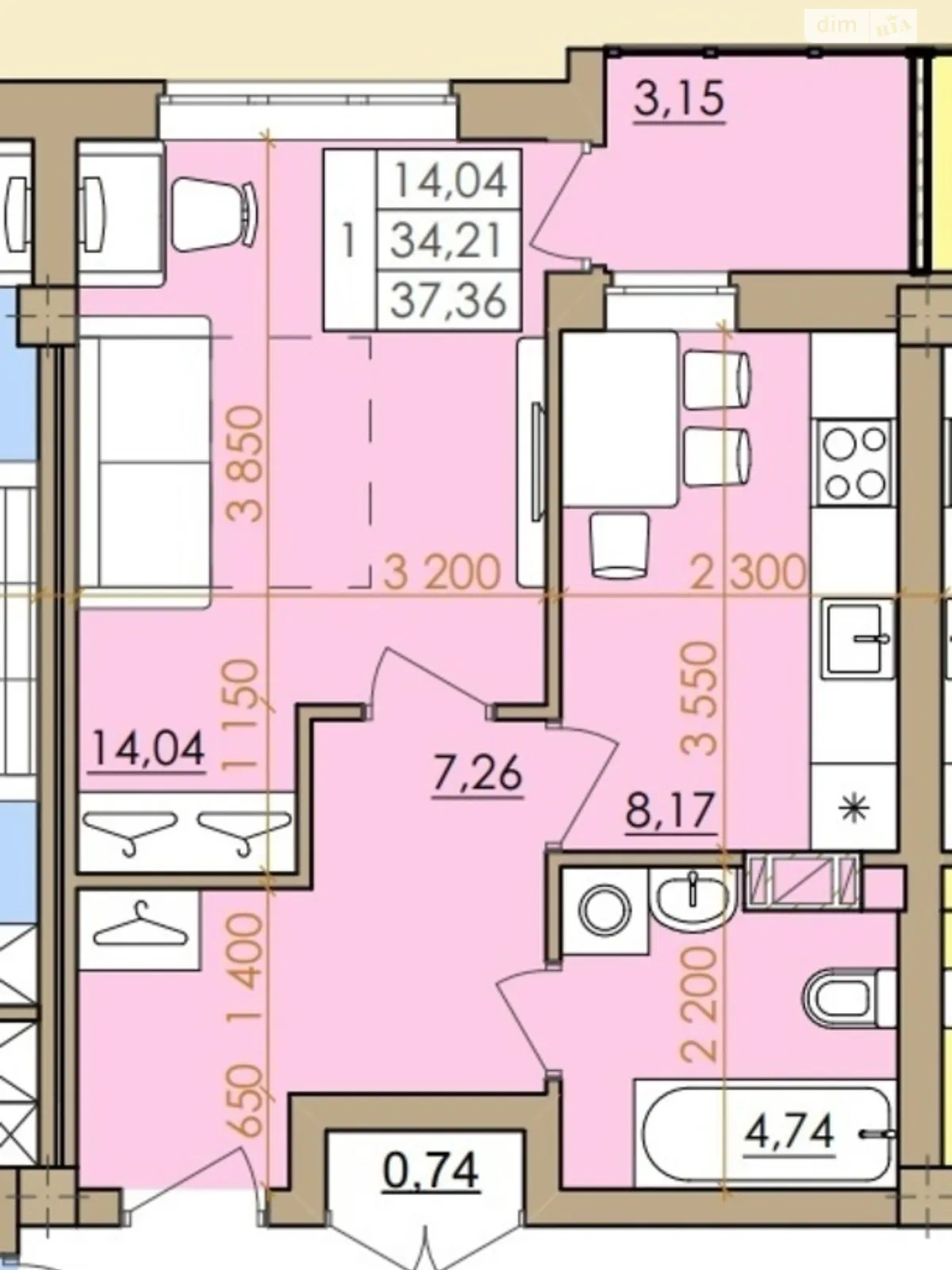 Продается 1-комнатная квартира 38 кв. м в Полтаве, ул. Европейская, 146Е корпус 3 - фото 1