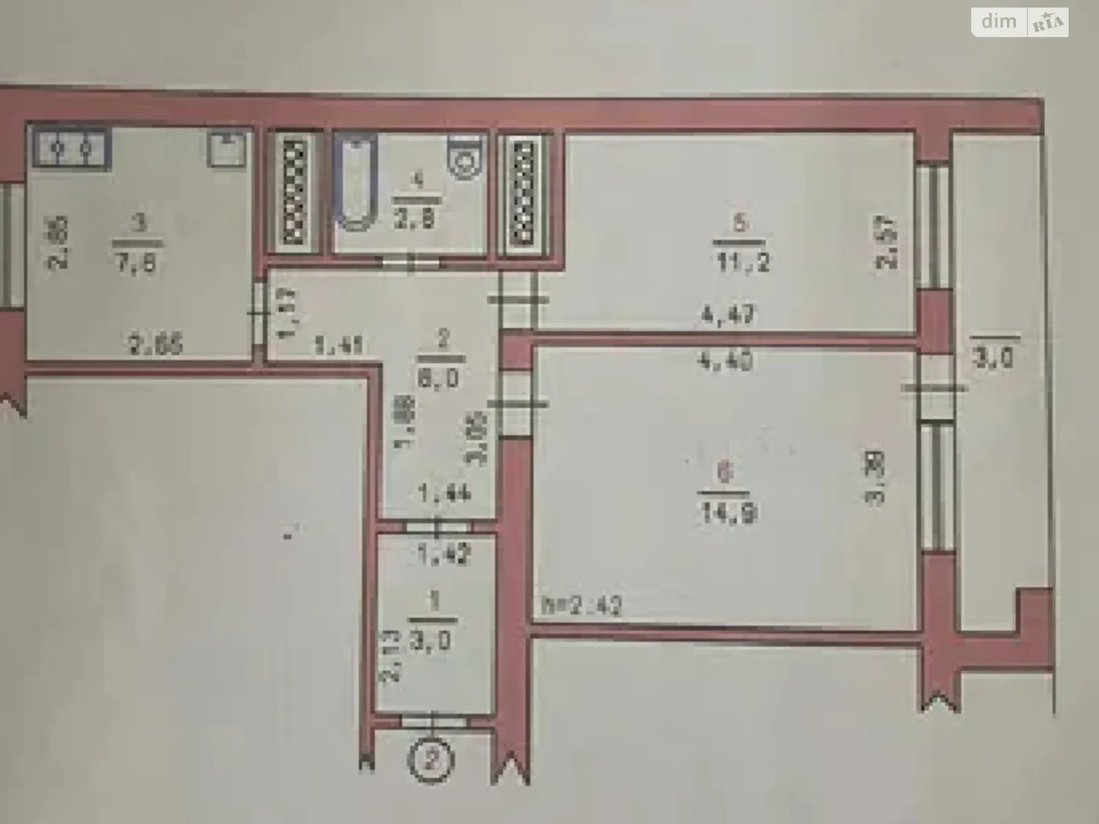 Продається 2-кімнатна квартира 48.5 кв. м у Хмельницькому, пров. Козацький - фото 1