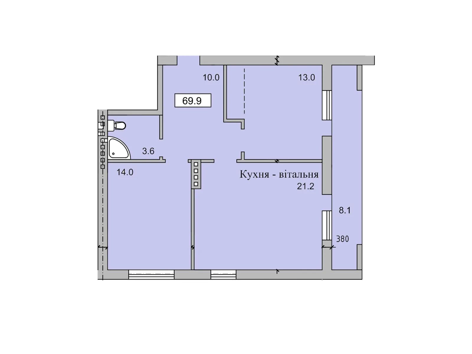 Продается 3-комнатная квартира 69.9 кв. м в Петрикове, ул. Леси Украинки - фото 1
