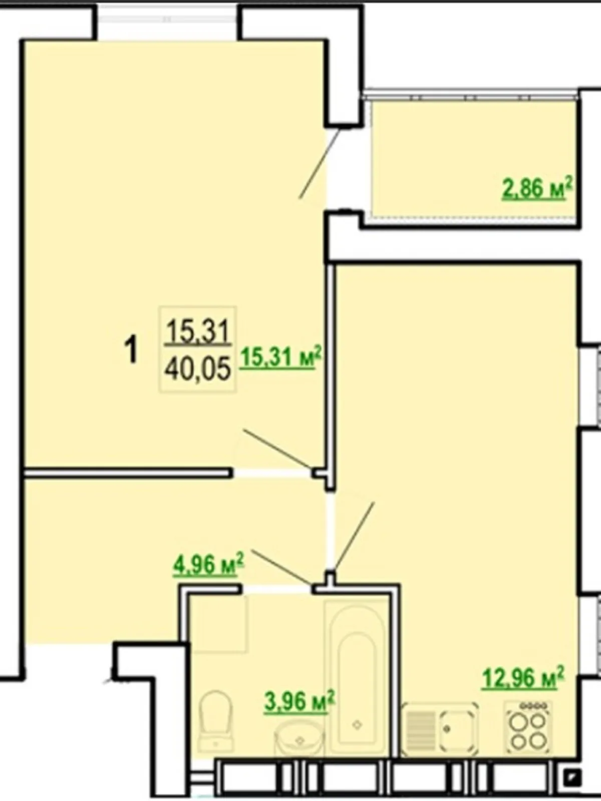 Продается 1-комнатная квартира 40.05 кв. м в Харькове, вул. Борткевича, 13 - фото 1