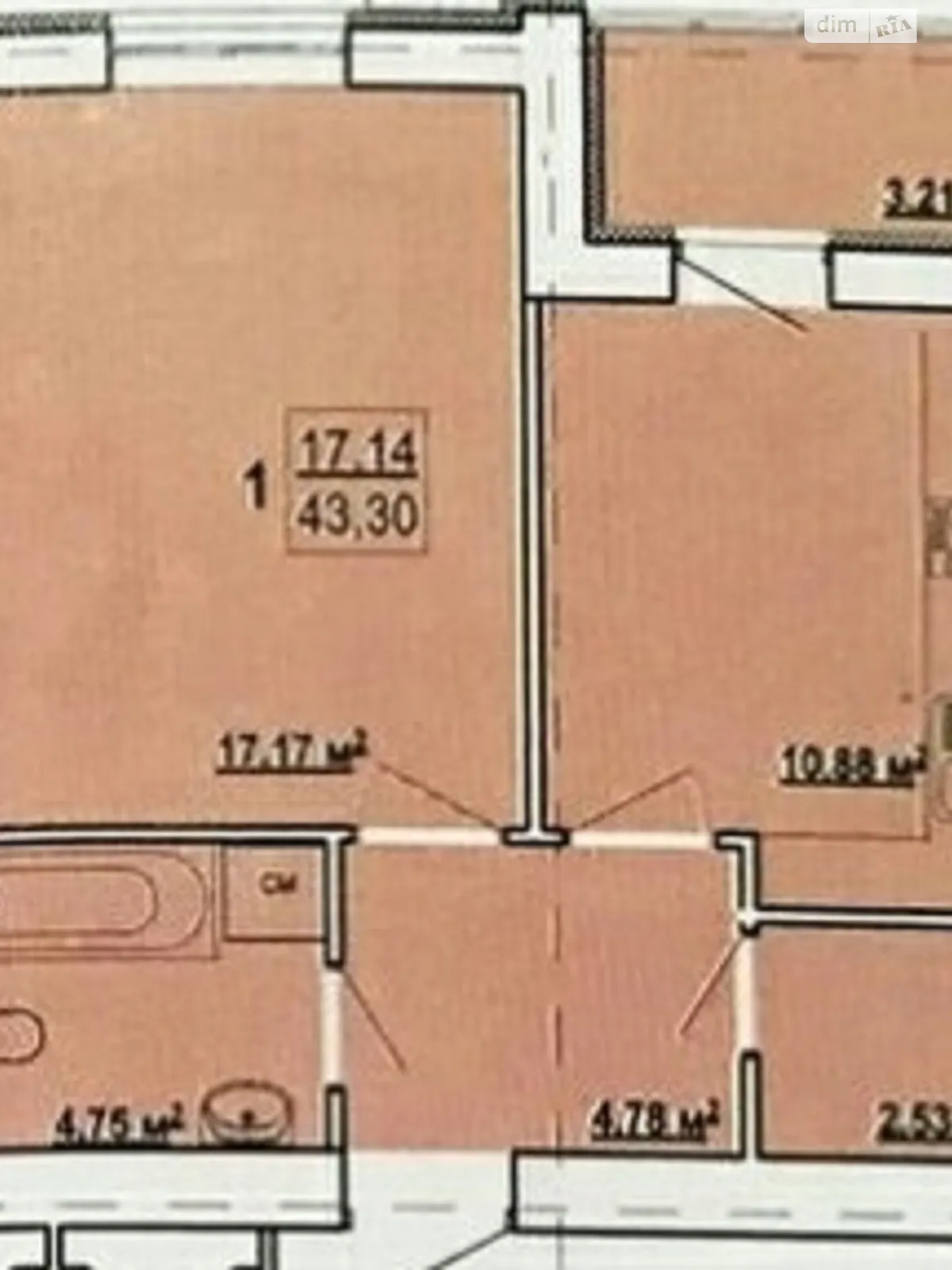 Продается 1-комнатная квартира 43.6 кв. м в Харькове, ул. Борткевича, 15 - фото 1