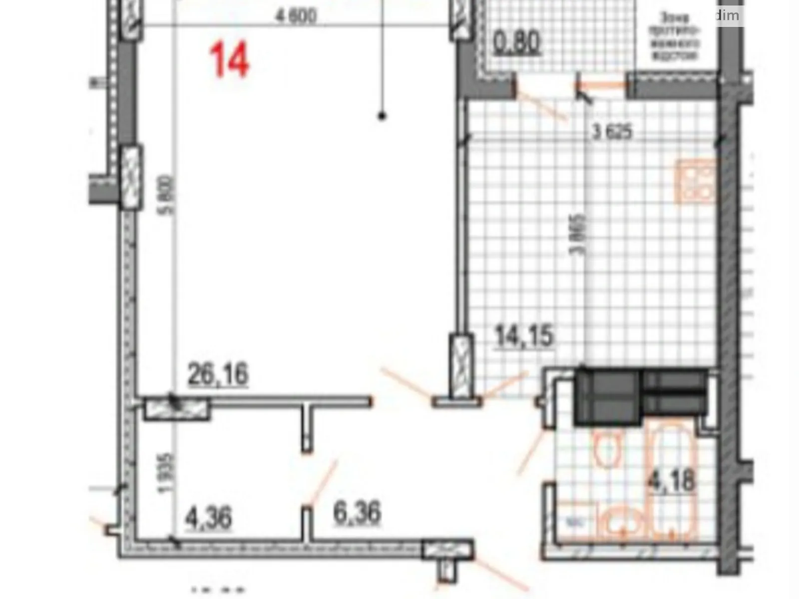 Продается 1-комнатная квартира 56 кв. м в Житомире - фото 1