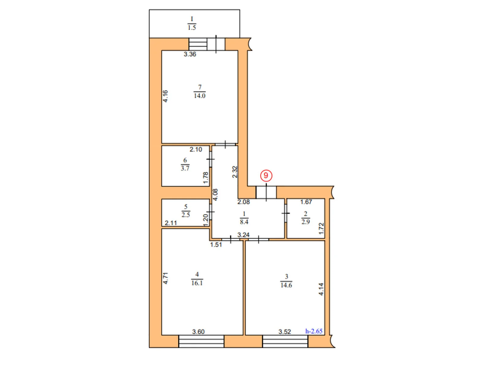 Продается 2-комнатная квартира 63.7 кв. м в, цена: 36309 $ - фото 1