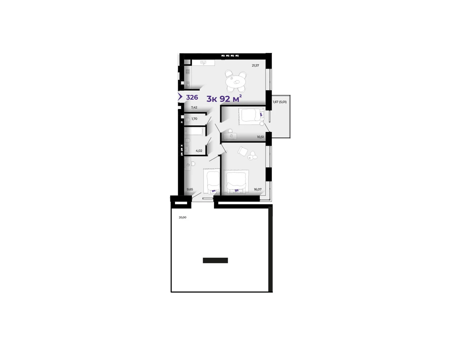 Продается 3-комнатная квартира 92 кв. м в Ивано-Франковске, ул. Петлюры Симона, 2 - фото 1
