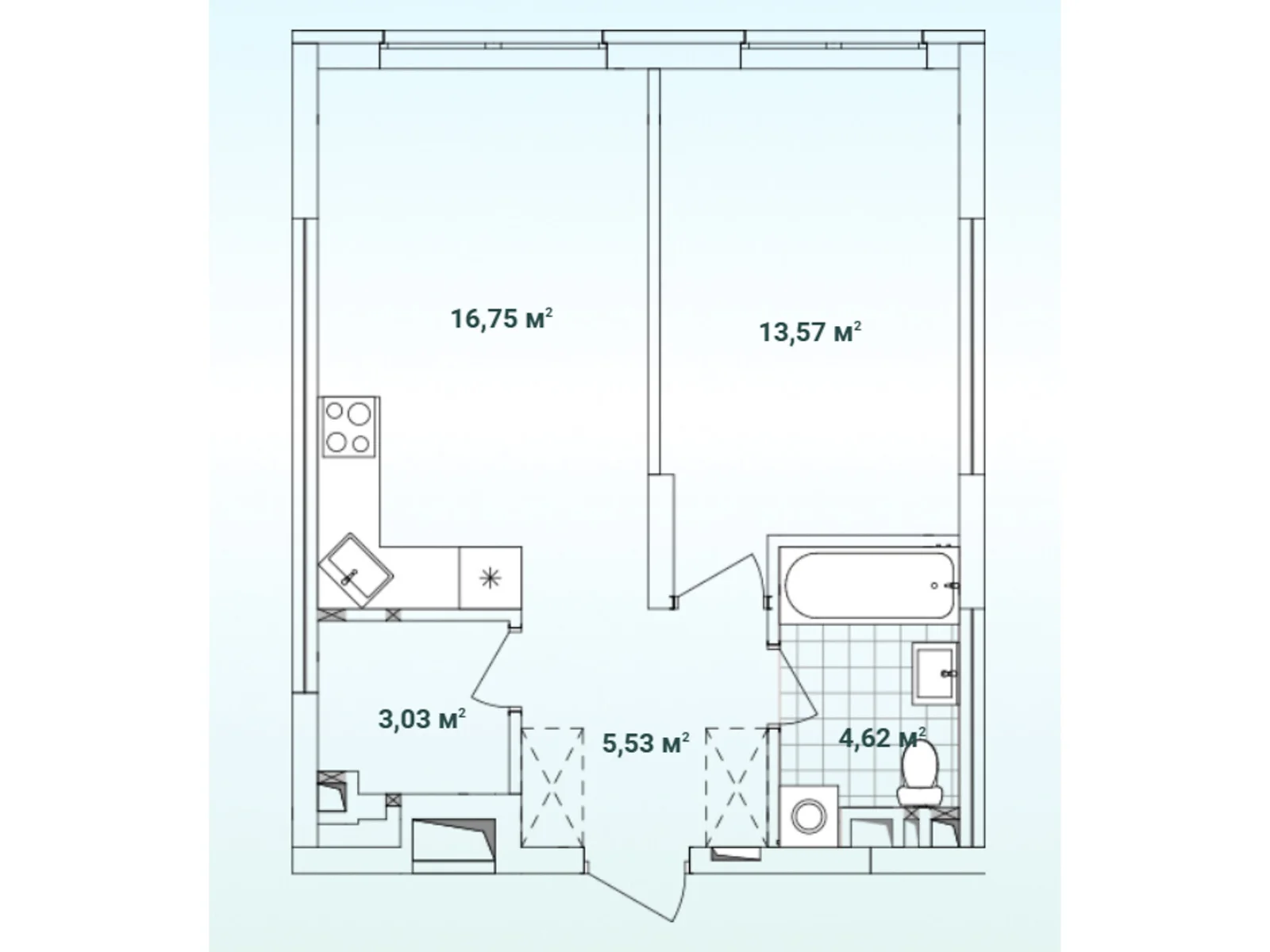 Продається 1-кімнатна квартира 43.5 кв. м у, цена: 47619 $ - фото 1