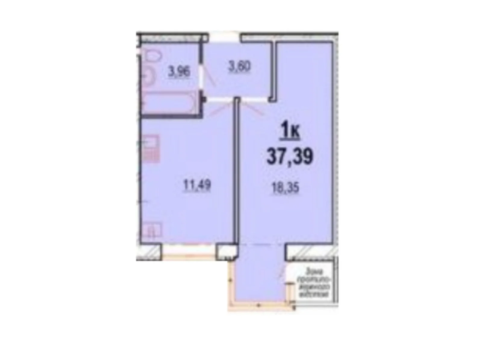 Продається 1-кімнатна квартира 37.39 кв. м у Вінниці, вул. Волошкова, 4В - фото 1