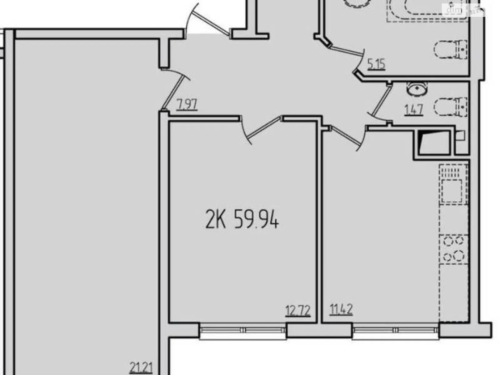 Продається 2-кімнатна квартира 61 кв. м у Лиманці, вул. Перлинна, 1Б - фото 1